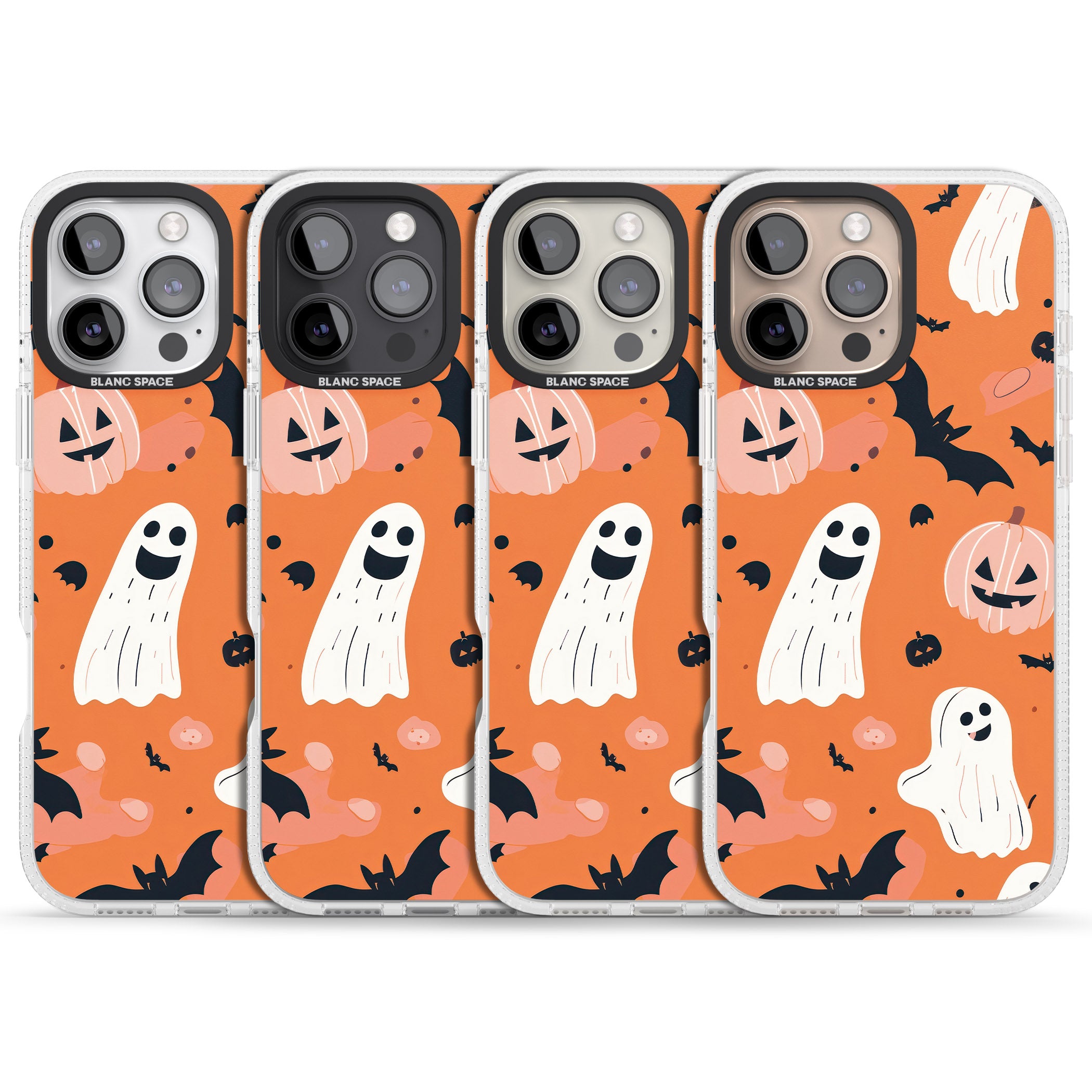 Orange Halloween Pattern iPhone 16 Pro Max / 16 Pro Clear Case Impact Air - Blanc Space
