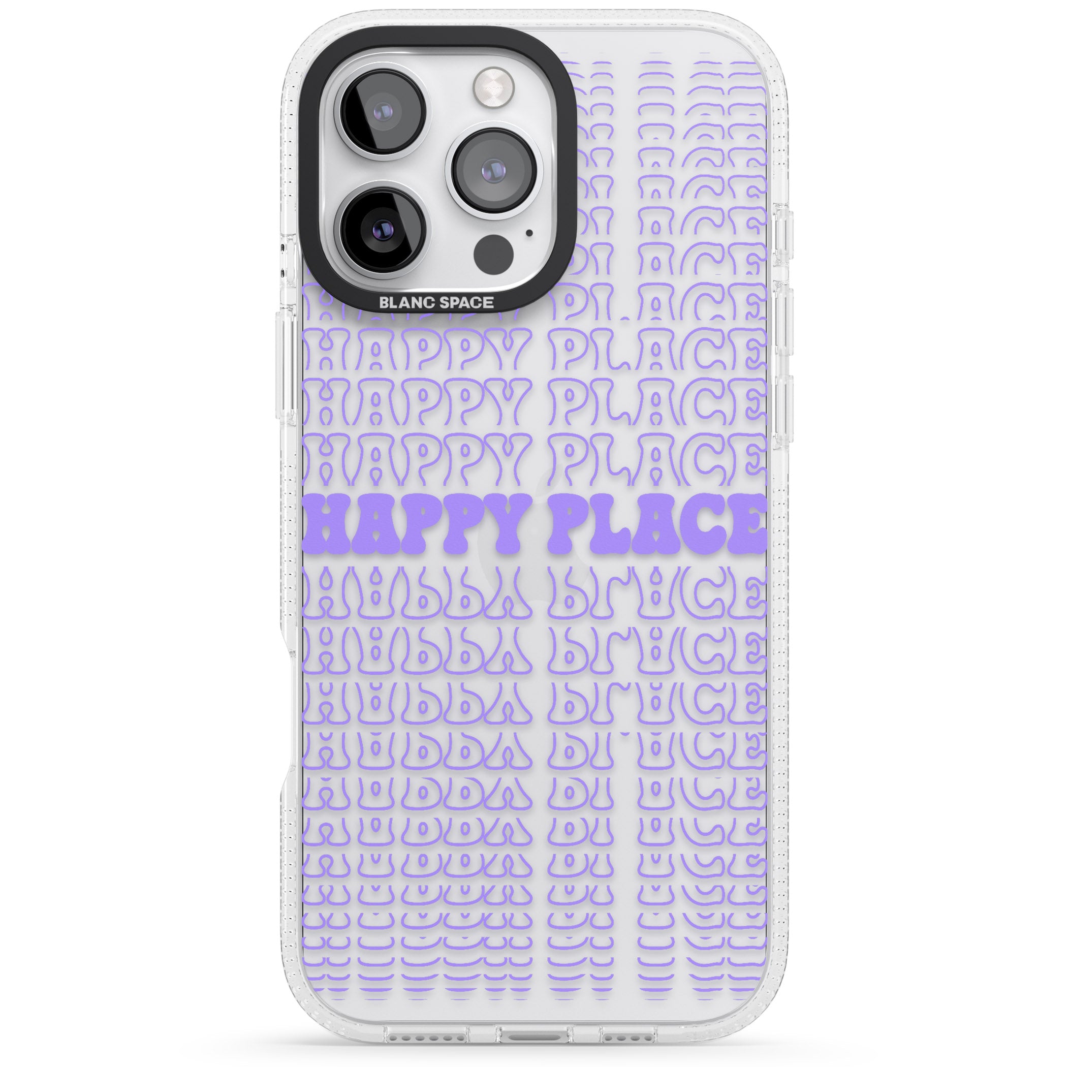 Happy Place (Purple) iPhone 16 Pro Max / 16 Pro Clear Case Impact Air - Blanc Space