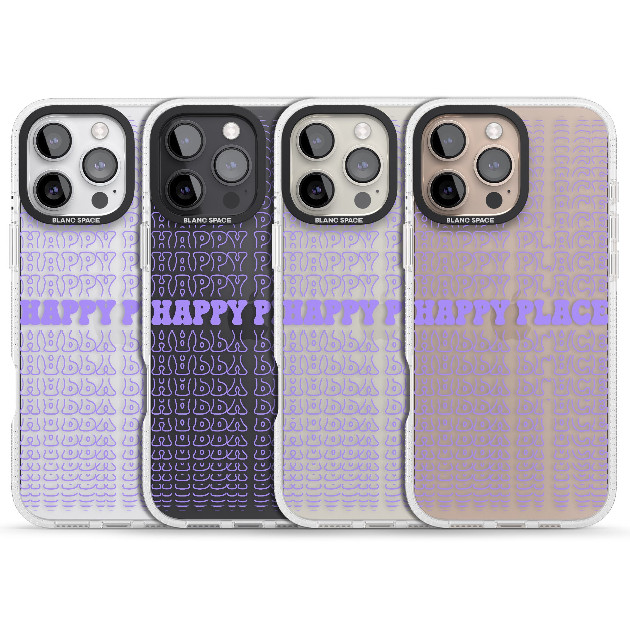 Happy Place (Purple) iPhone 16 Pro Max / 16 Pro Clear Case Impact Air - Blanc Space