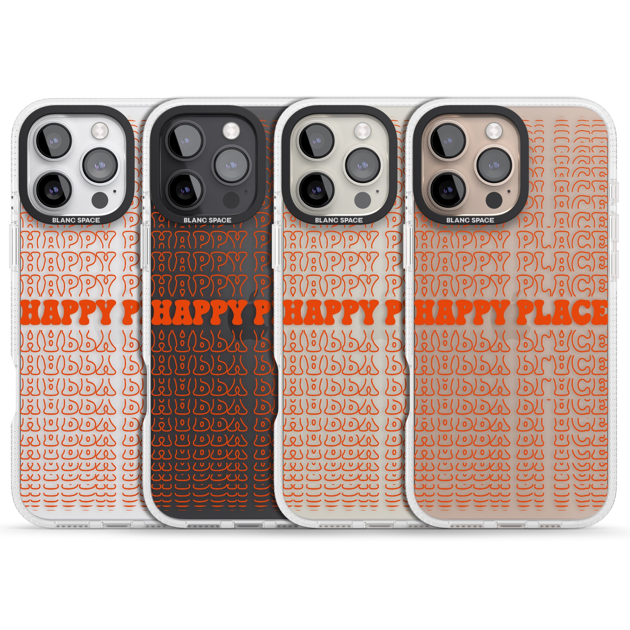 Happy Place (Orange) iPhone 16 Pro Max / 16 Pro Clear Case Impact Air - Blanc Space