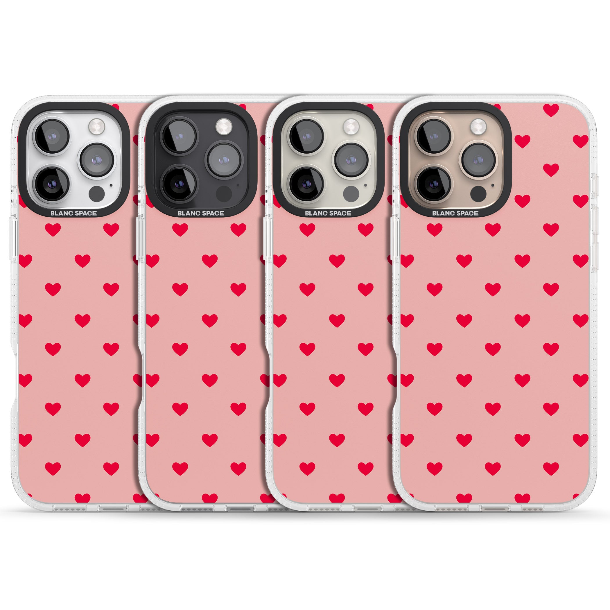 Small Heart Pattern: Red & Pink iPhone 16 Pro Max / 16 Pro Clear Case Impact Air - Blanc Space