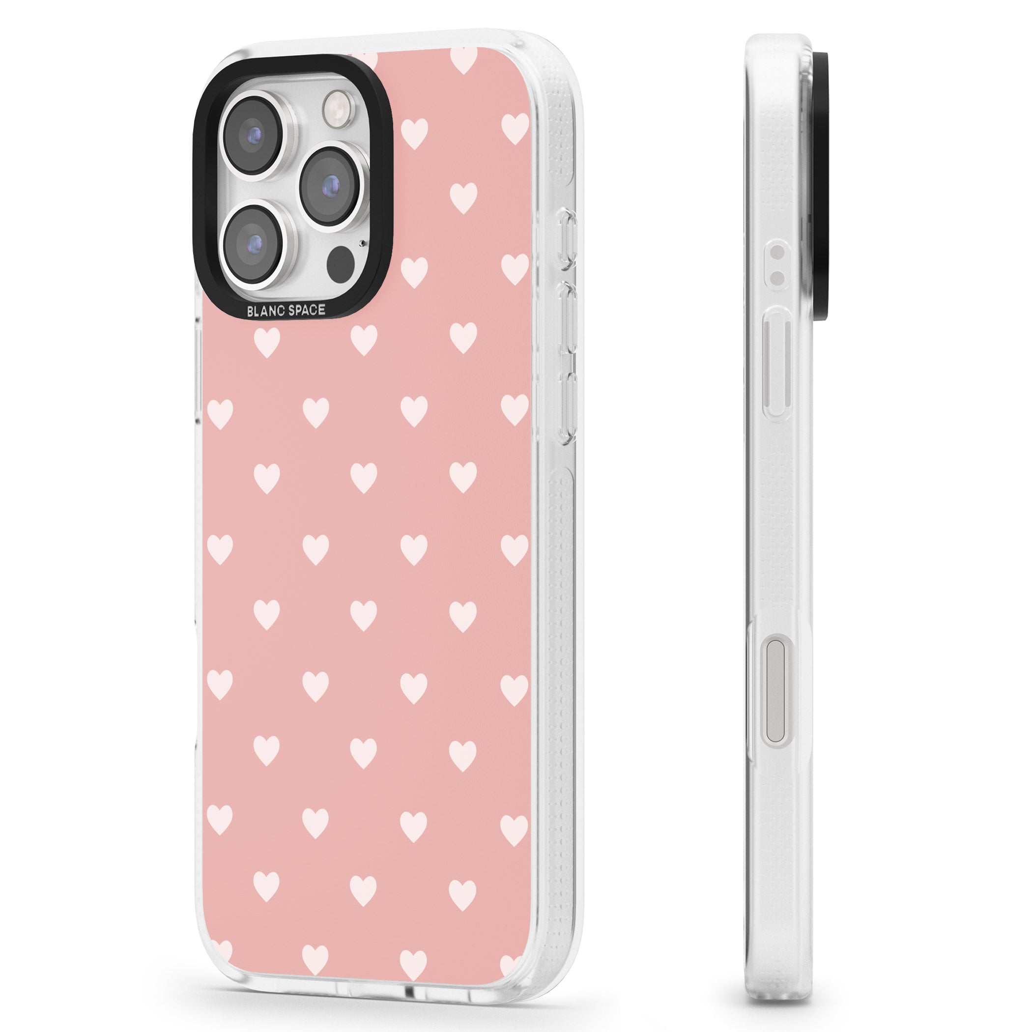 Small Heart Pattern: Pink iPhone 16 Pro Max / 16 Pro Clear Case Impact Air - Blanc Space