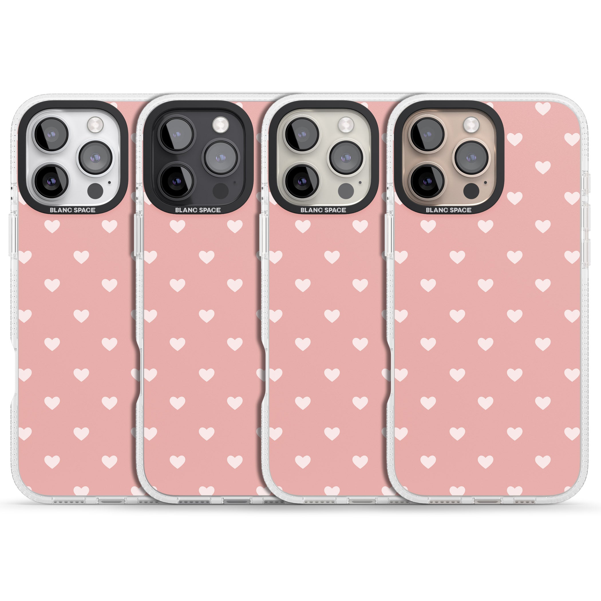 Small Heart Pattern: Pink iPhone 16 Pro Max / 16 Pro Clear Case Impact Air - Blanc Space
