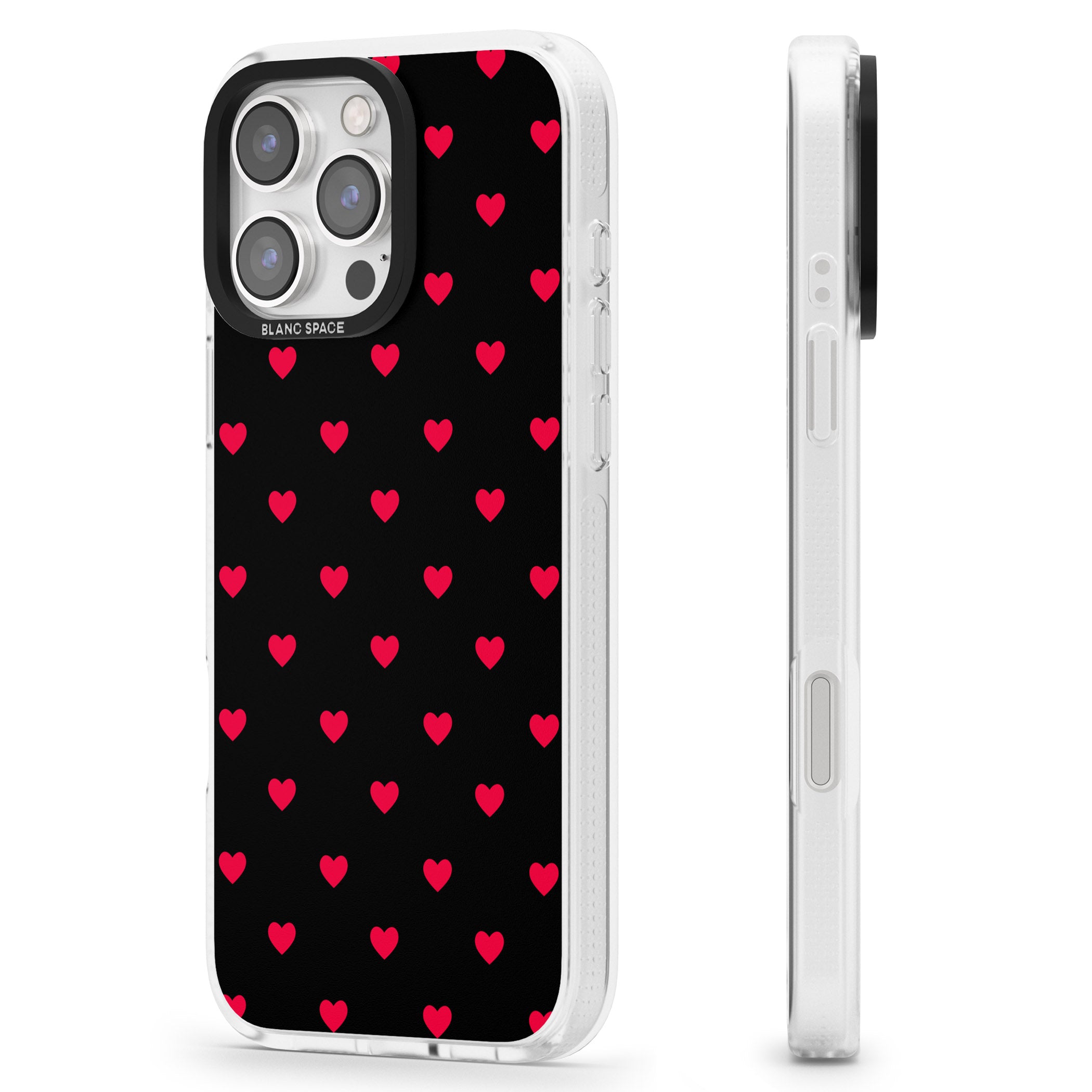 Small Heart Pattern: Red & iPhone 16 Pro Max / 16 Pro Clear Case Impact Air - Blanc Space