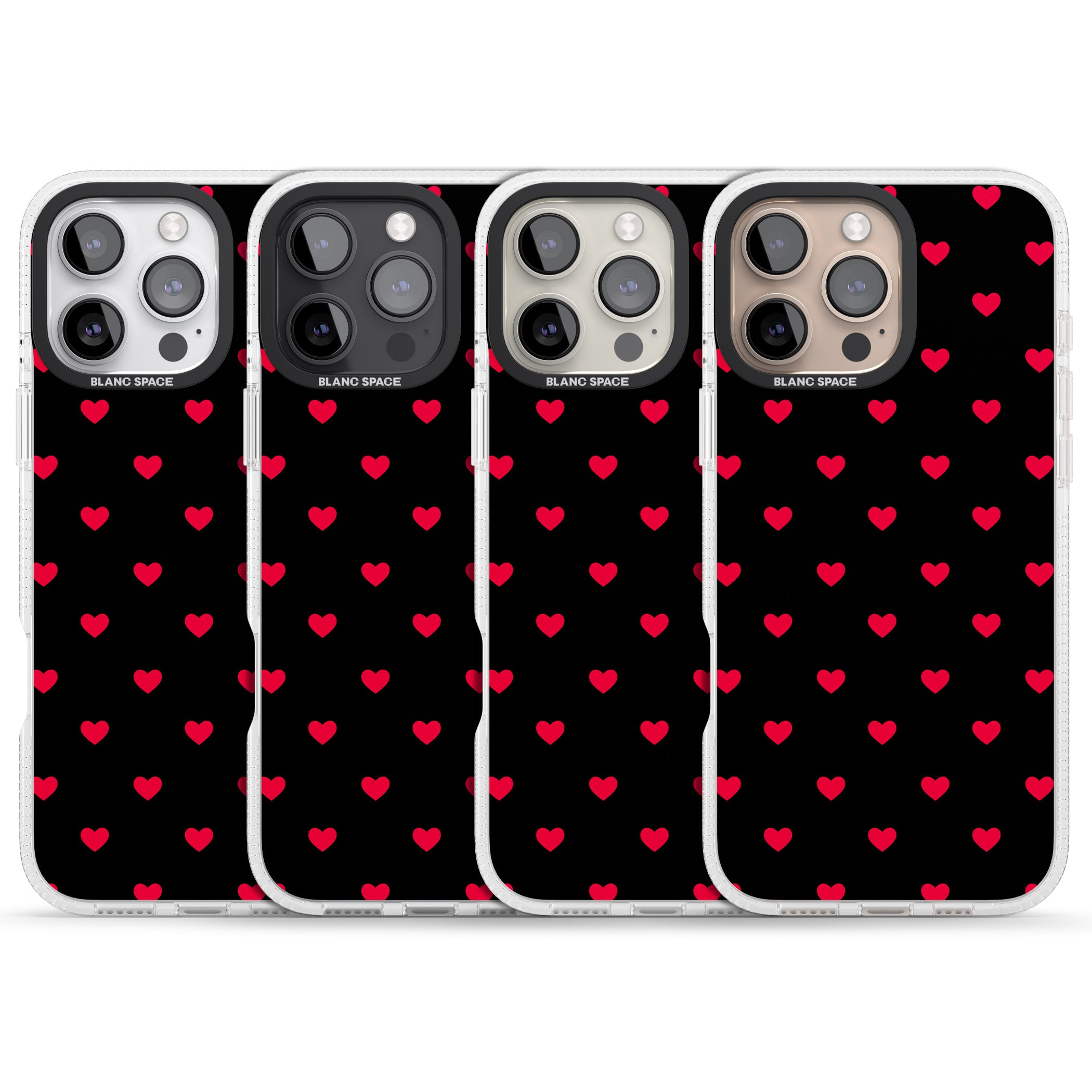 Small Heart Pattern: Red & iPhone 16 Pro Max / 16 Pro Clear Case Impact Air - Blanc Space