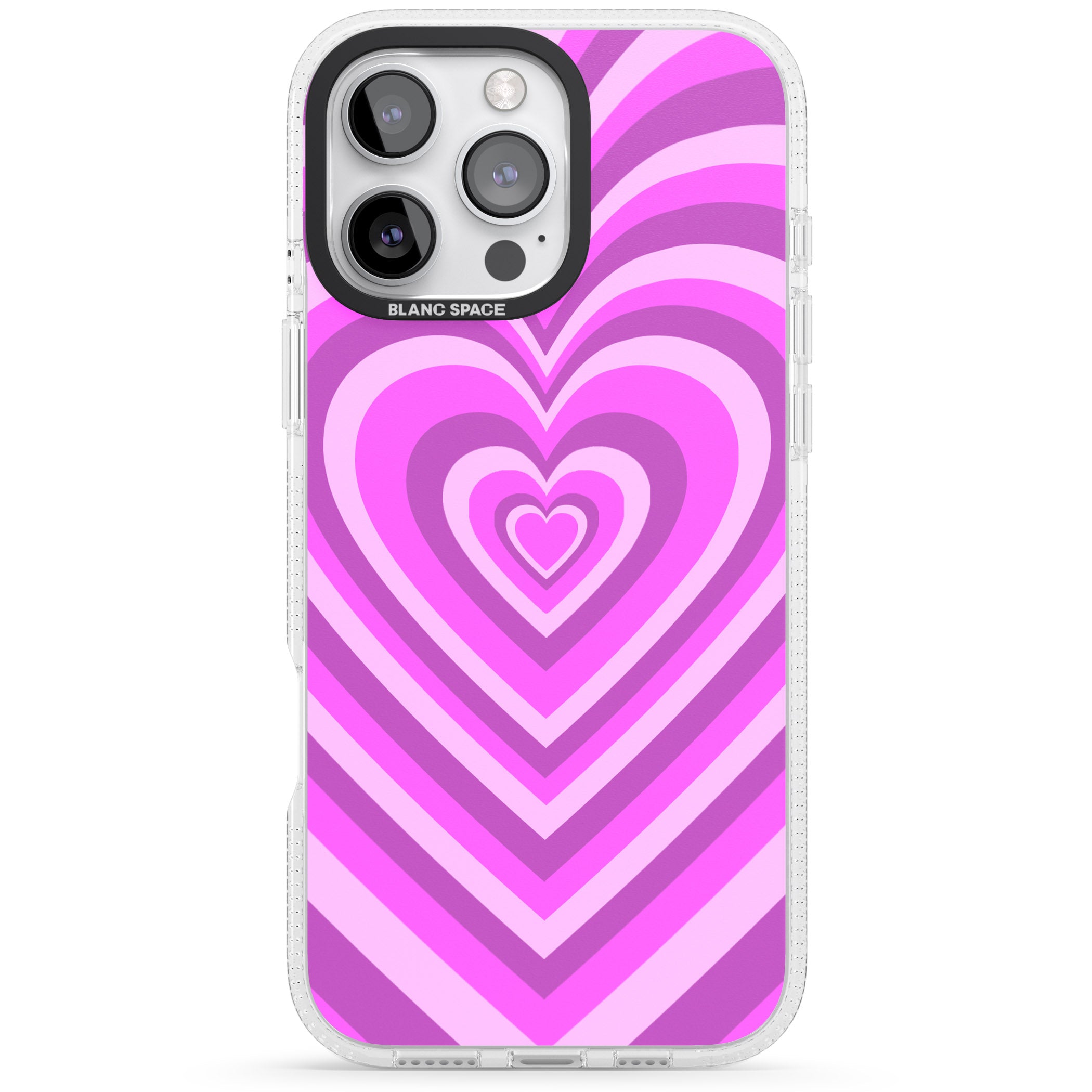 Pink Heart Illusion iPhone 16 Pro Max / 16 Pro Clear Case Impact Air - Blanc Space
