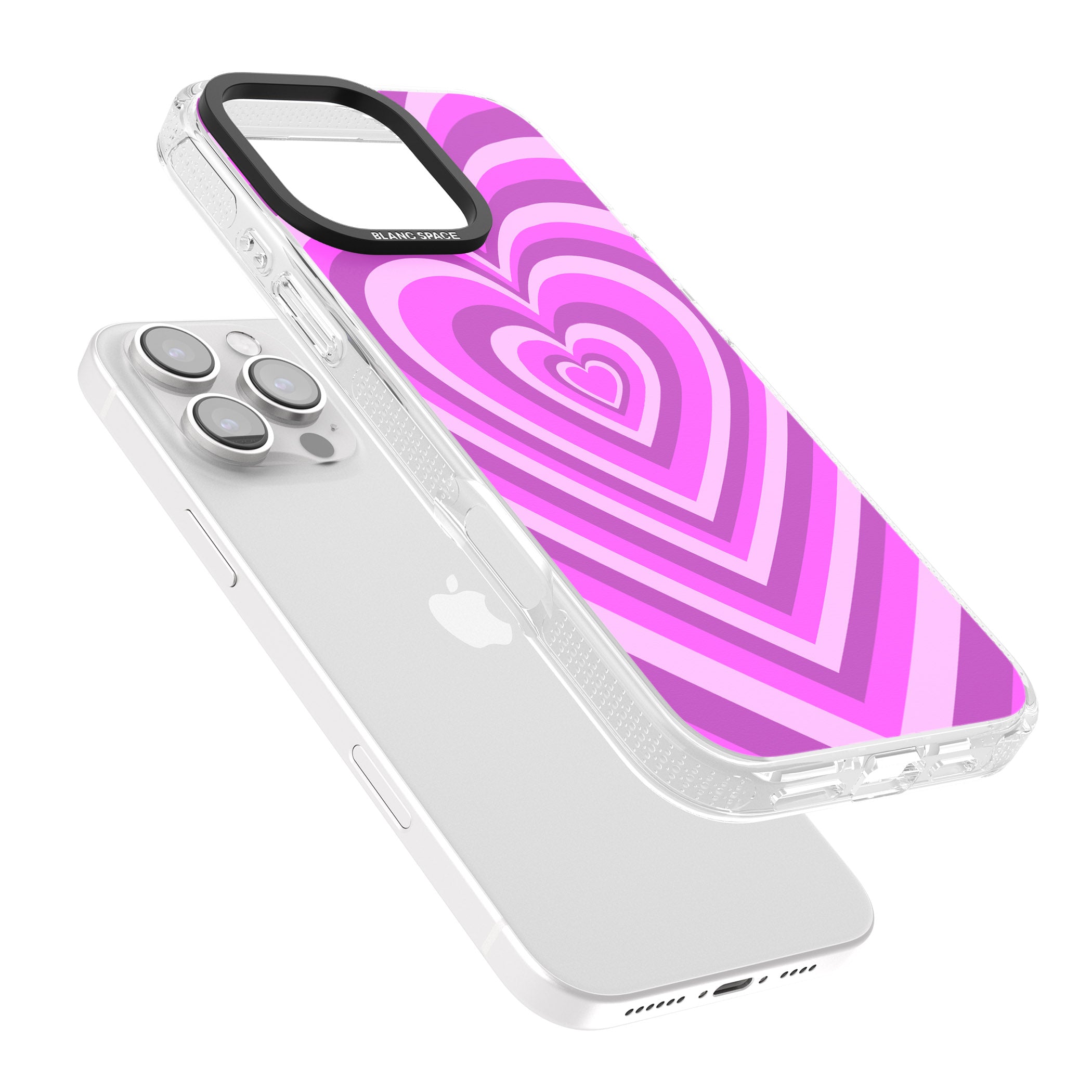 Pink Heart Illusion iPhone 16 Pro Max / 16 Pro Clear Case Impact Air - Blanc Space