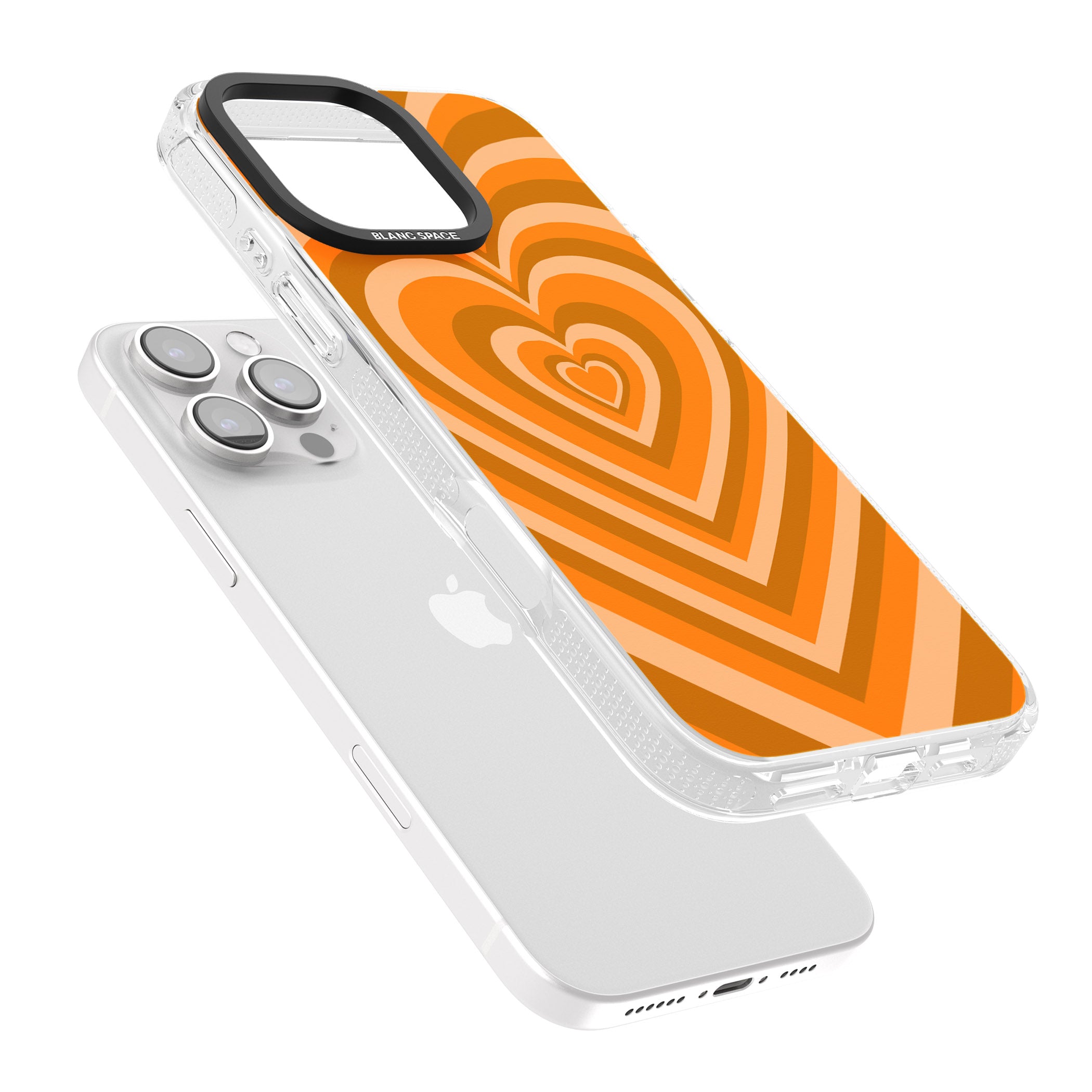 Orange Heart Illusion iPhone 16 Pro Max / 16 Pro Clear Case Impact Air - Blanc Space