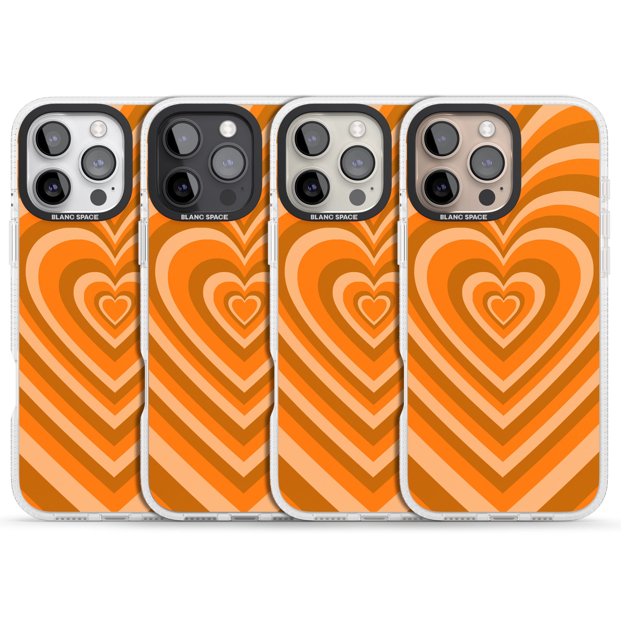 Orange Heart Illusion iPhone 16 Pro Max / 16 Pro Clear Case Impact Air - Blanc Space