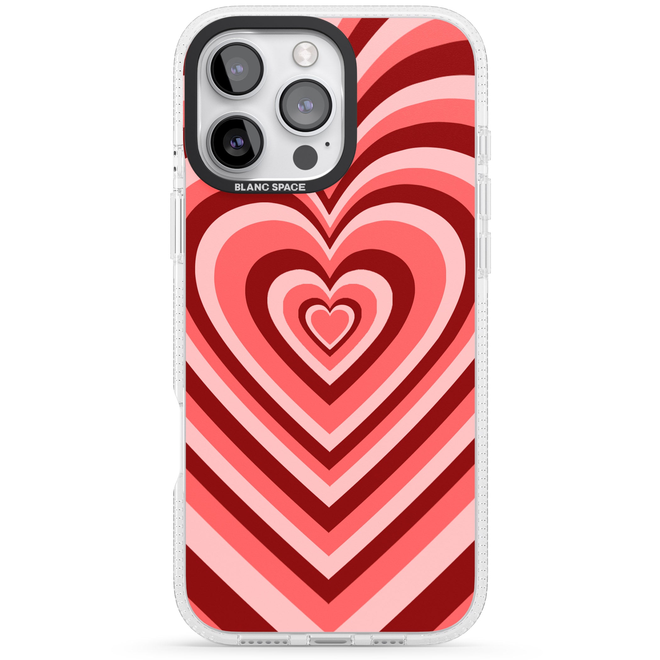 Red Heart Illusion iPhone 16 Pro Max / 16 Pro Clear Case Impact Air - Blanc Space