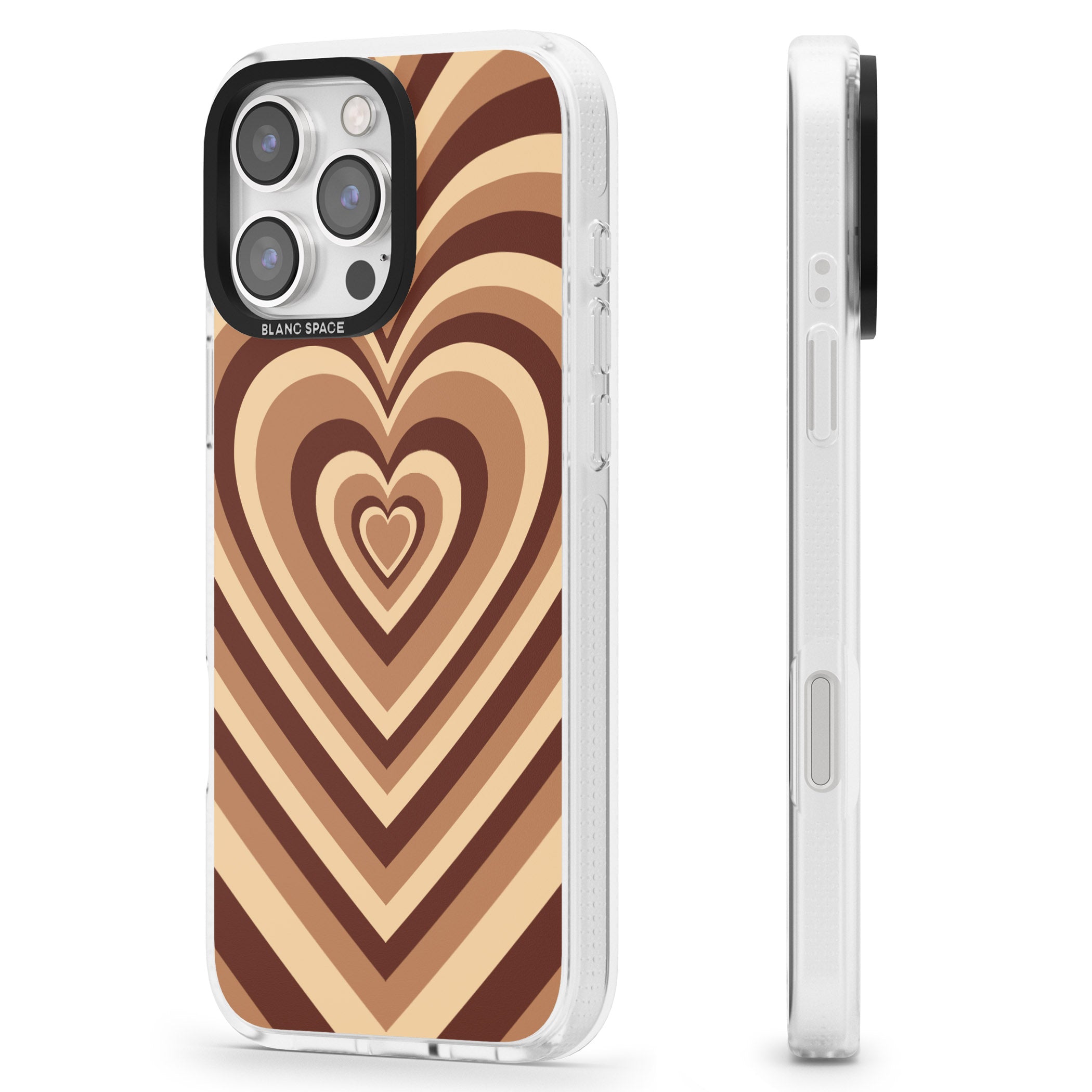 Latte Heart Illusion iPhone 16 Pro Max / 16 Pro Clear Case Impact Air - Blanc Space