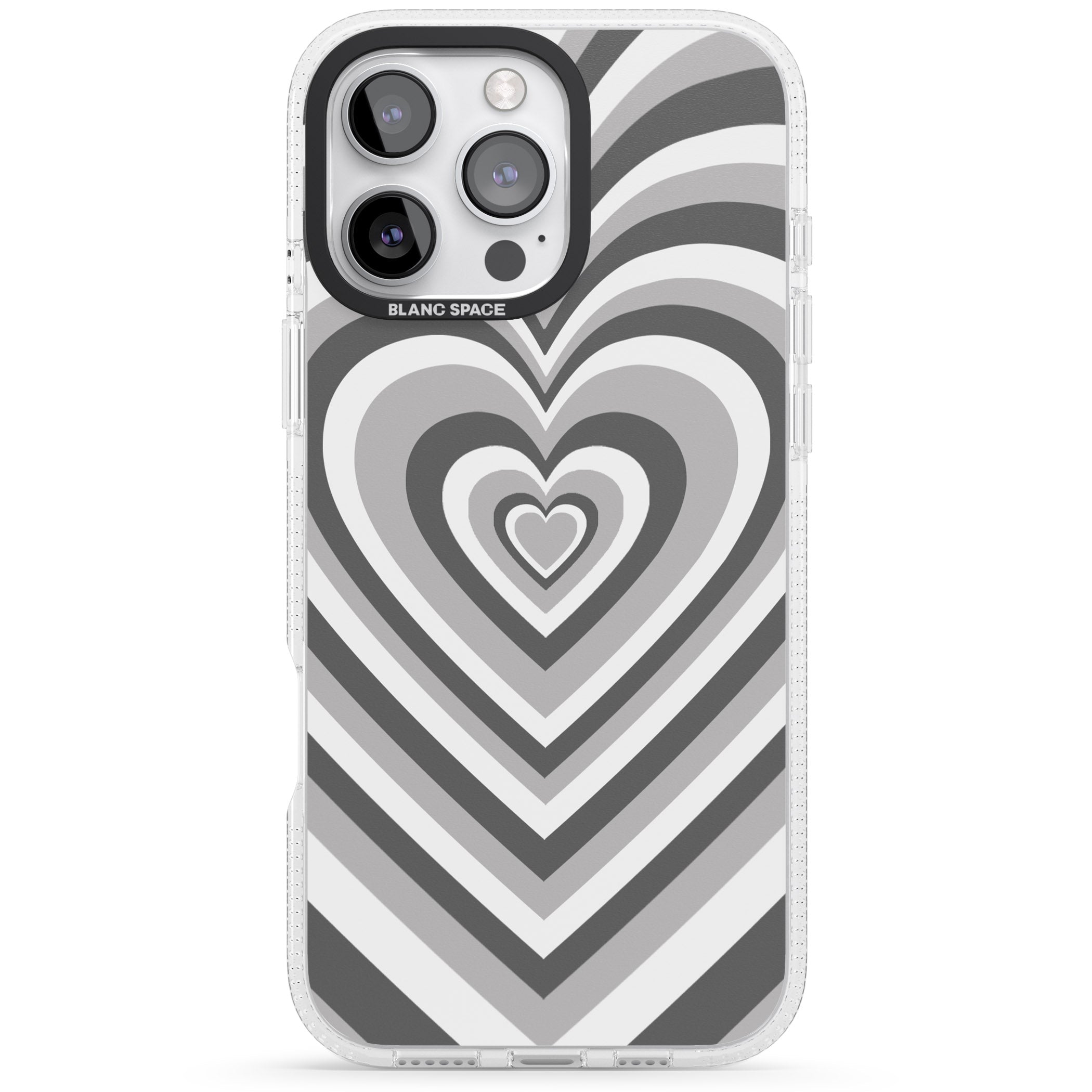 Monochrome Heart Illusion iPhone 16 Pro Max / 16 Pro Clear Case Impact Air - Blanc Space