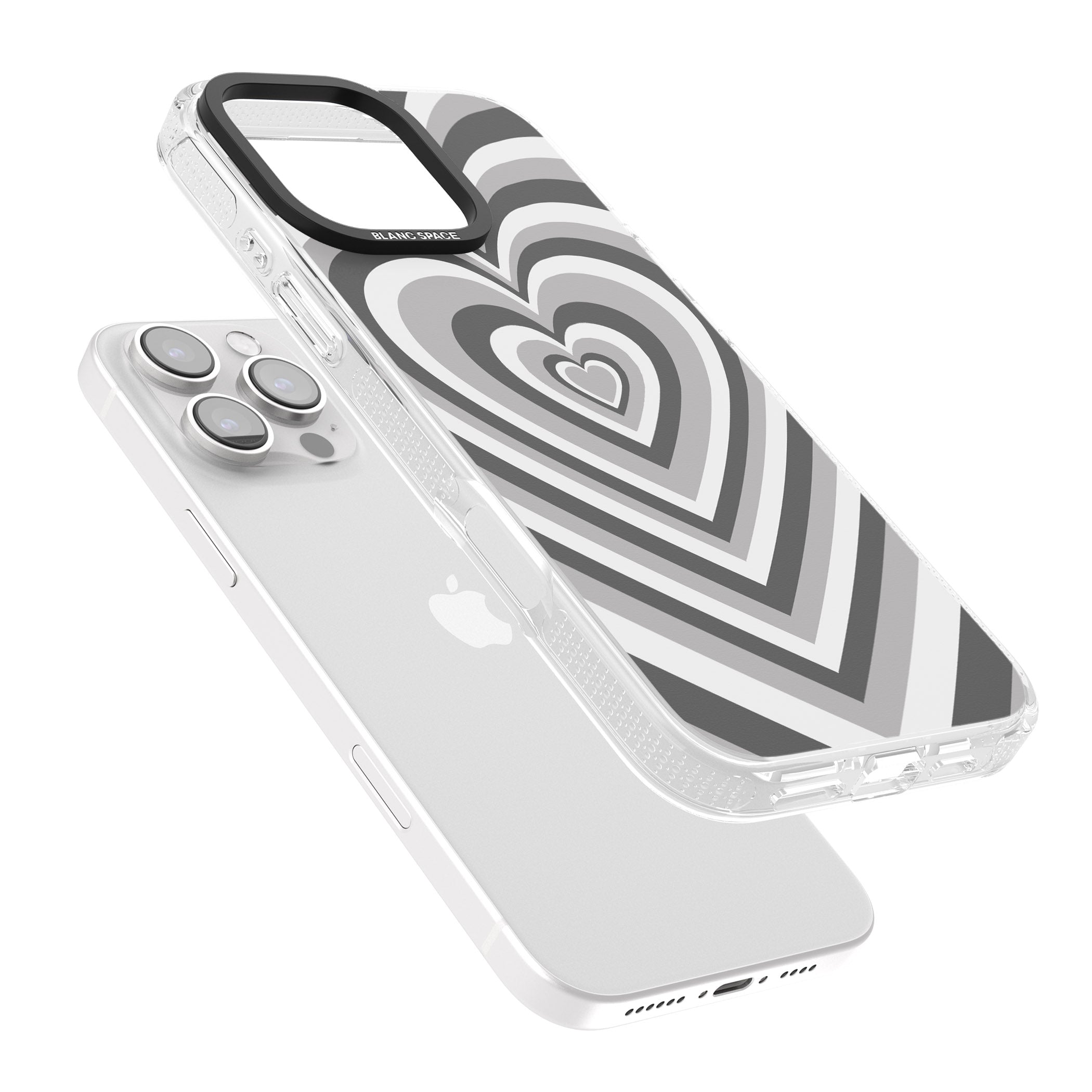 Monochrome Heart Illusion iPhone 16 Pro Max / 16 Pro Clear Case Impact Air - Blanc Space