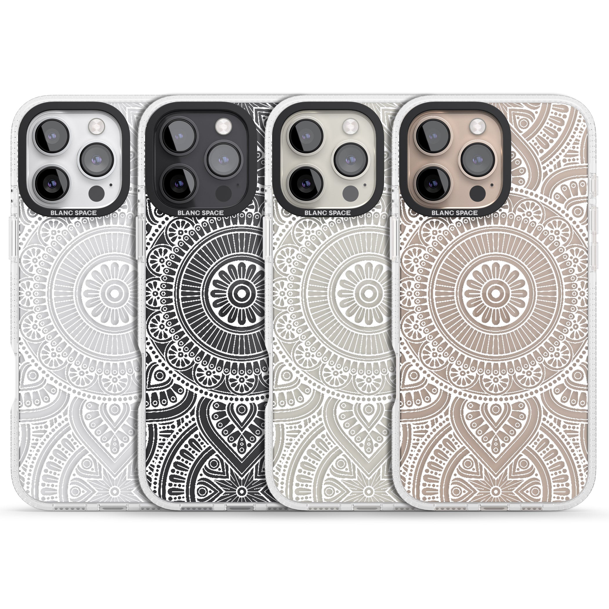 White Henna Flower Wheel iPhone 16 Pro Max / 16 Pro Clear Case Impact Air - Blanc Space