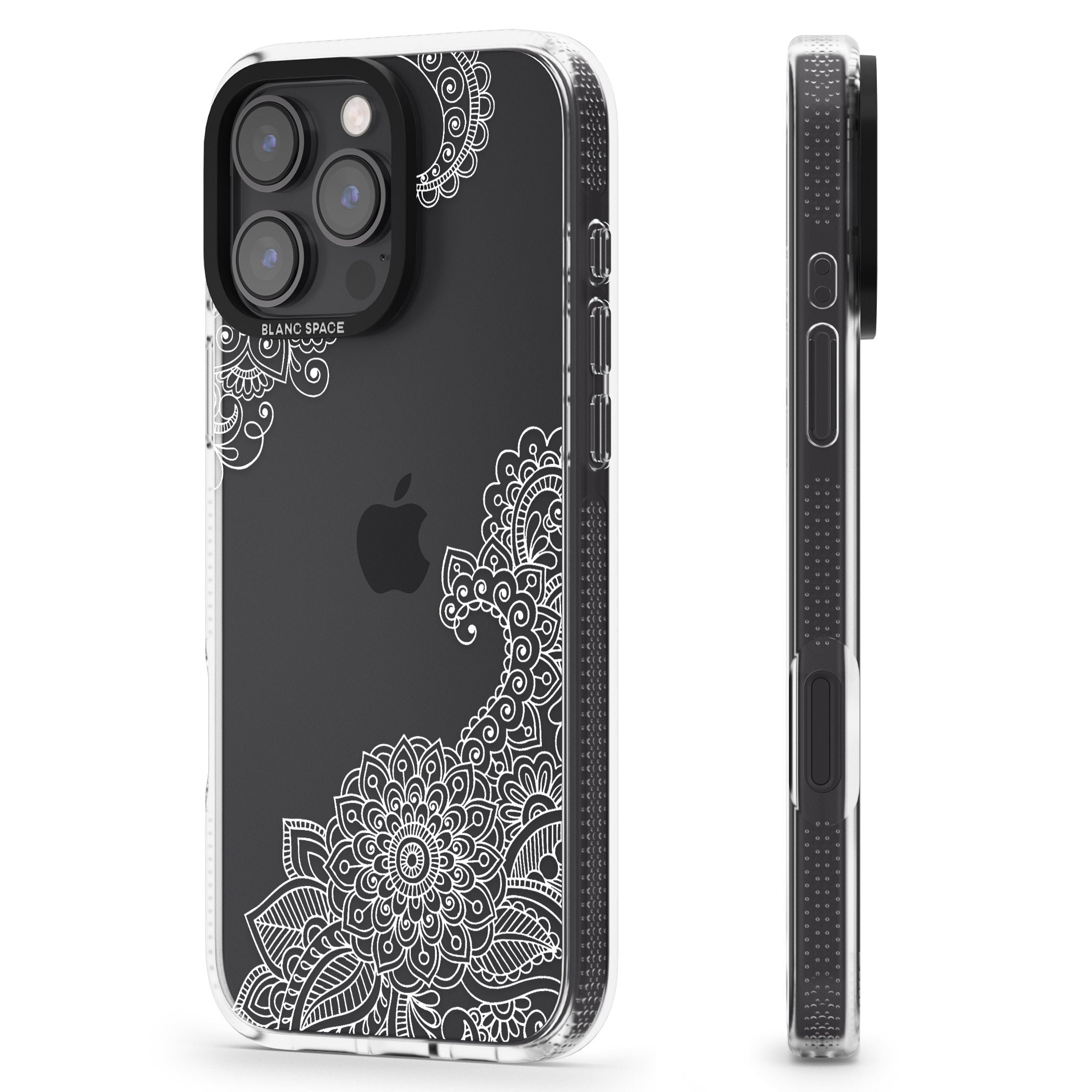 White Henna Botanicals iPhone 16 Pro Max / 16 Pro Clear Case Impact Air - Blanc Space