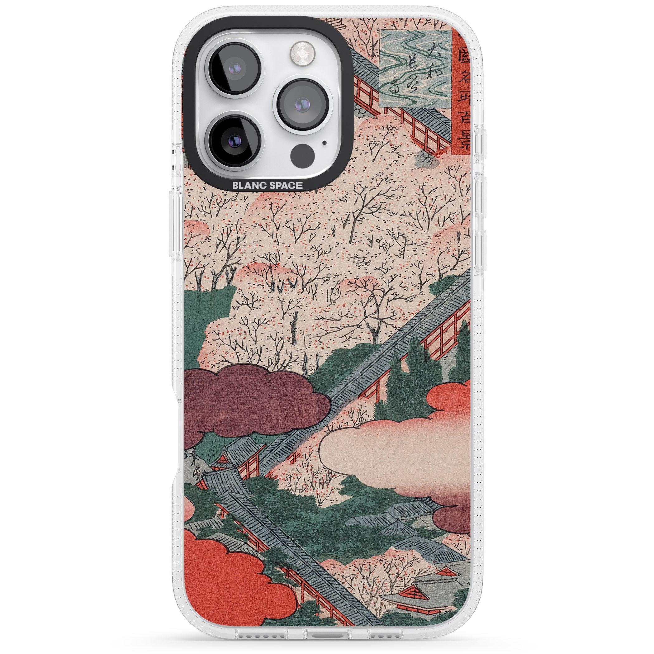 Vintage Japanese Illustrations Japanese City iPhone 16 Pro Max / 16 Pro Clear Case Impact Air - Blanc Space