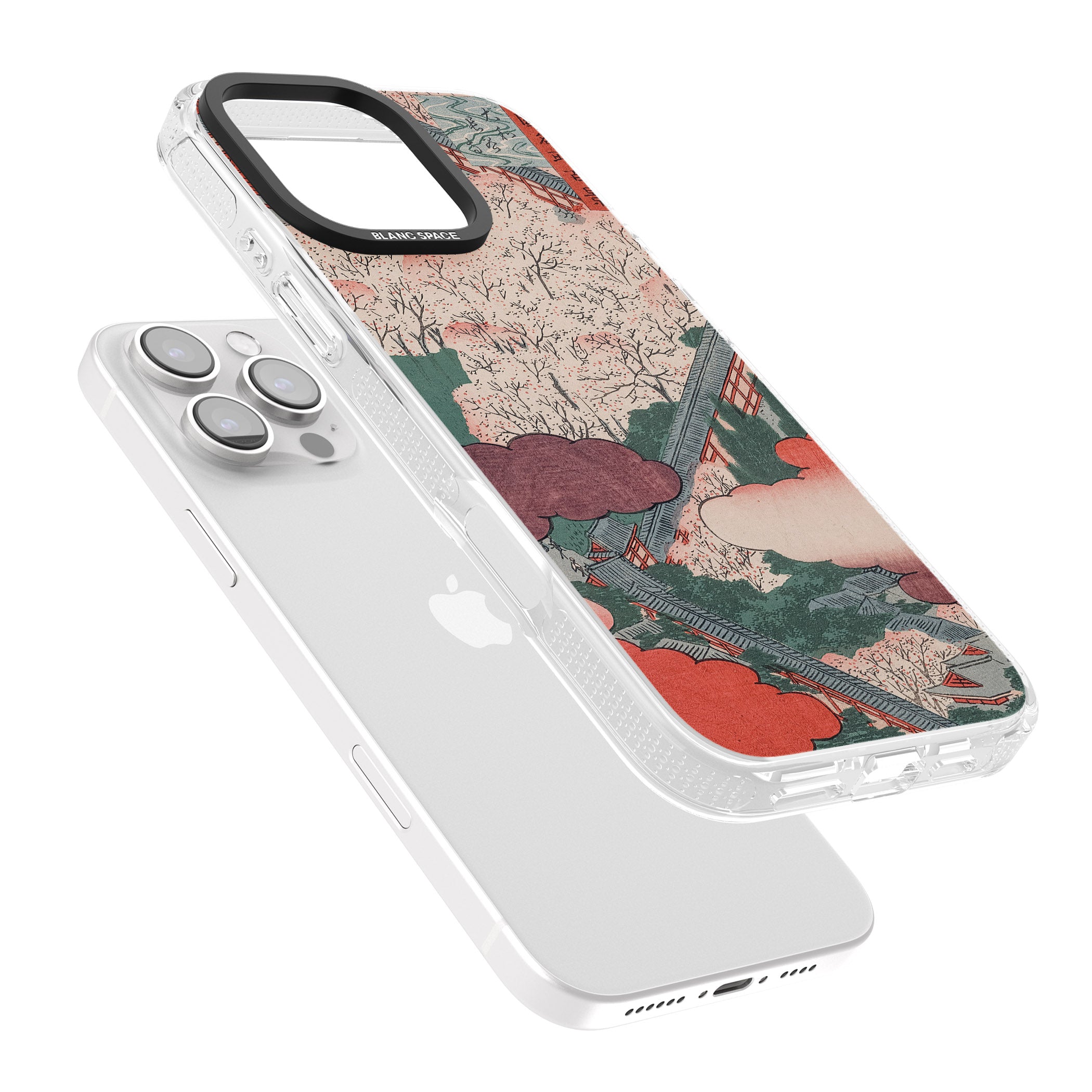 Vintage Japanese Illustrations Japanese City iPhone 16 Pro Max / 16 Pro Clear Case Impact Air - Blanc Space