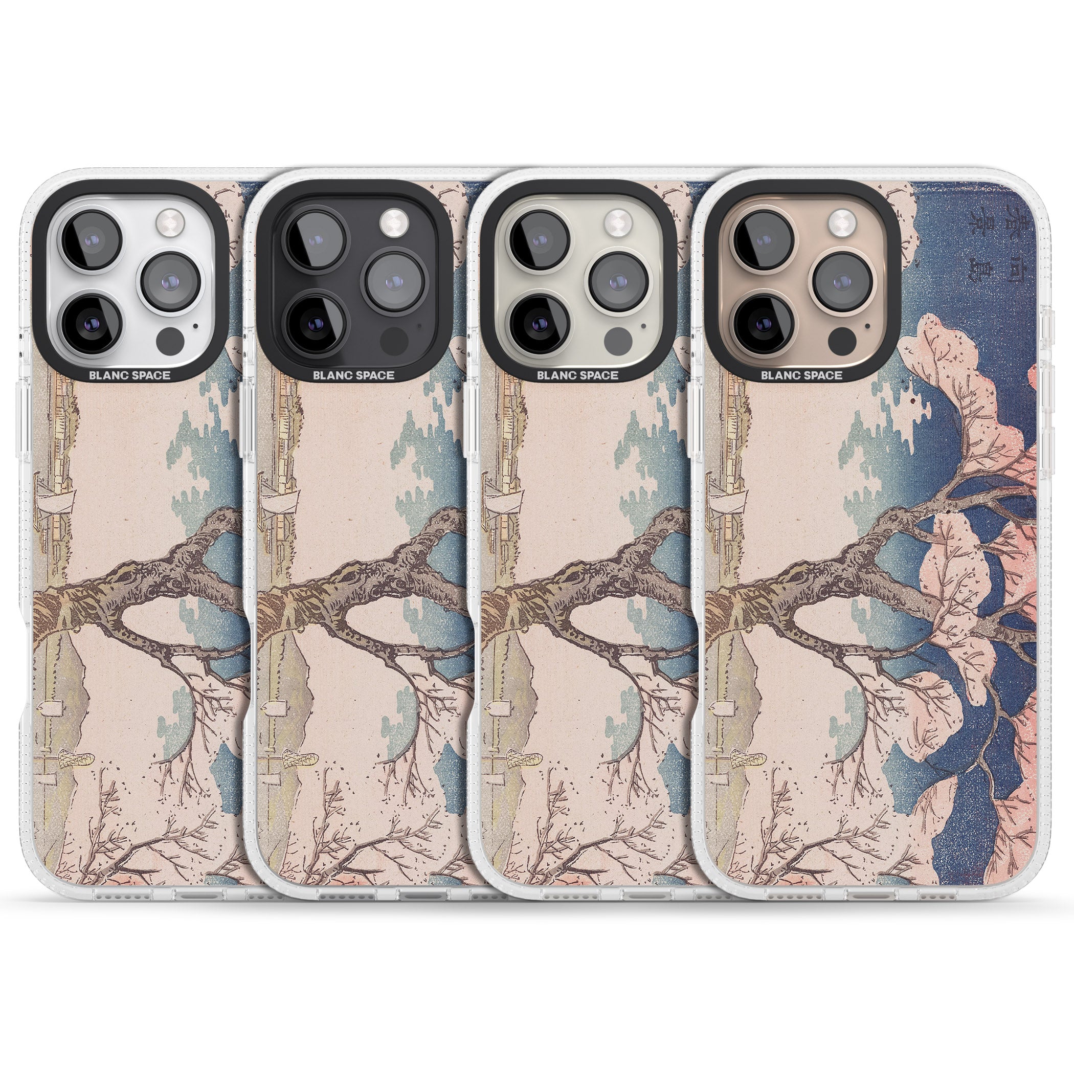 Vintage Japanese Illustrations Cherry Tree iPhone 16 Pro Max / 16 Pro Clear Case Impact Air - Blanc Space