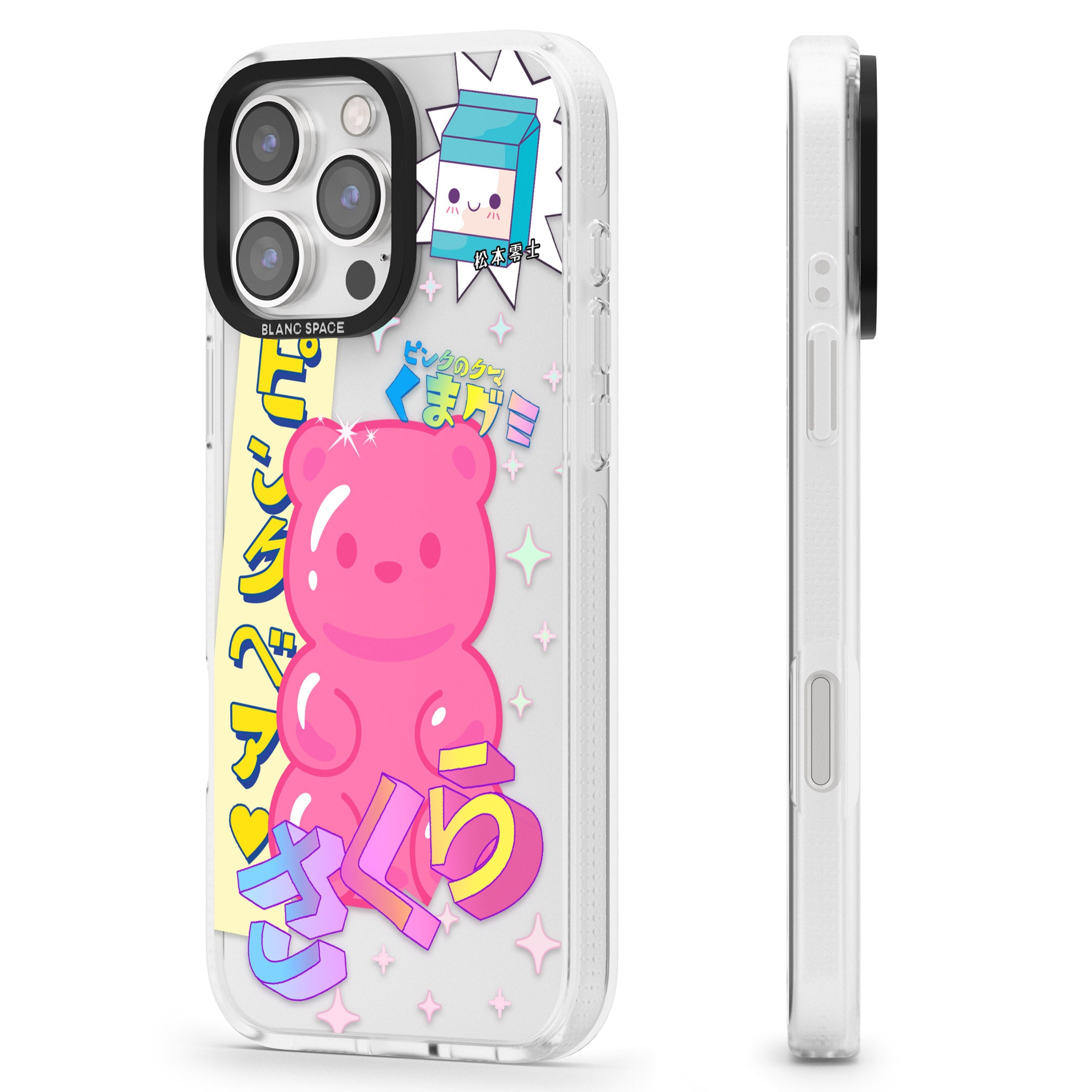 Kawaii Pink Bear Collage iPhone 16 Pro Max / 16 Pro Clear Case Impact Air - Blanc Space