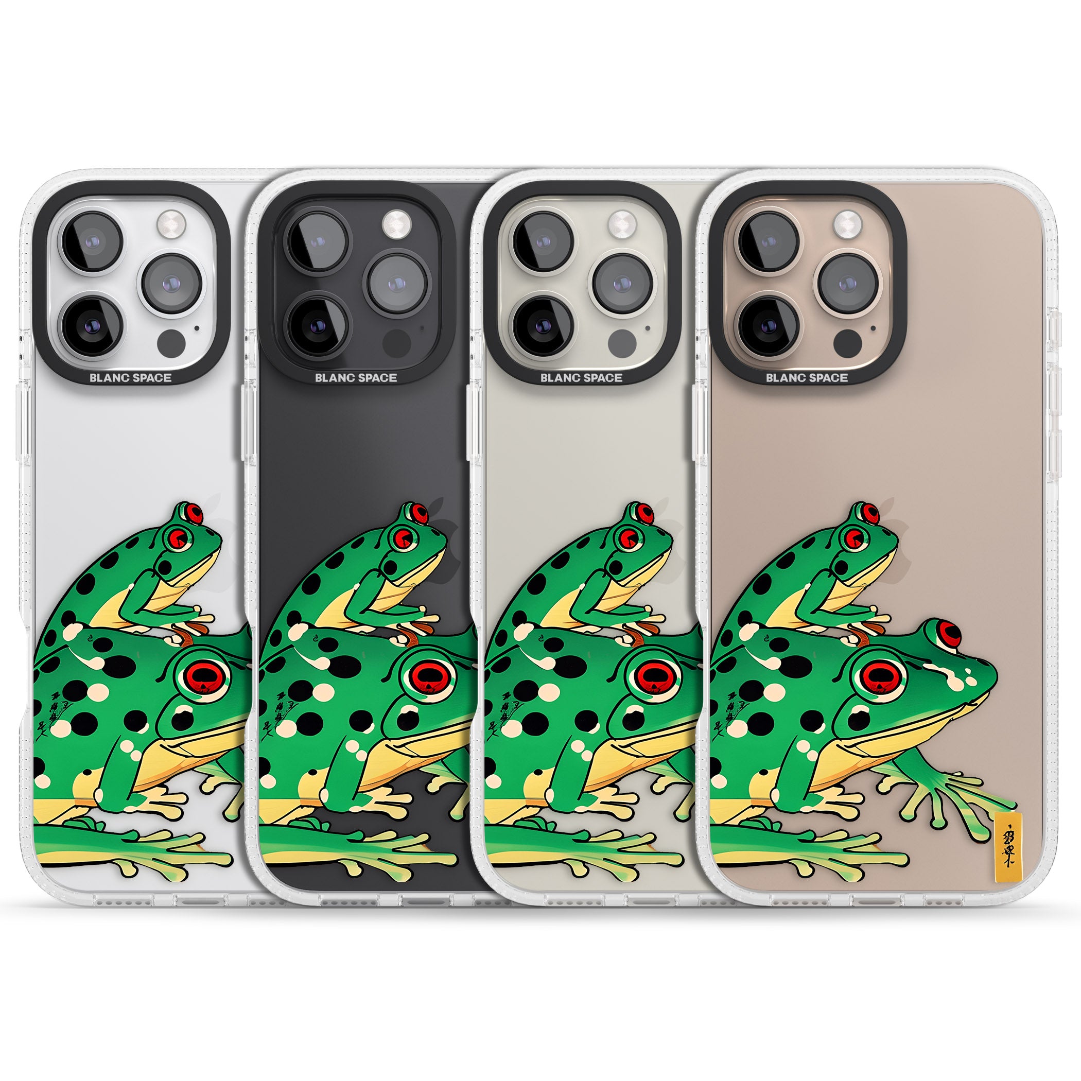 Matsumoto Hoji Frog Green iPhone 16 Pro Max / 16 Pro Clear Case Impact Air - Blanc Space