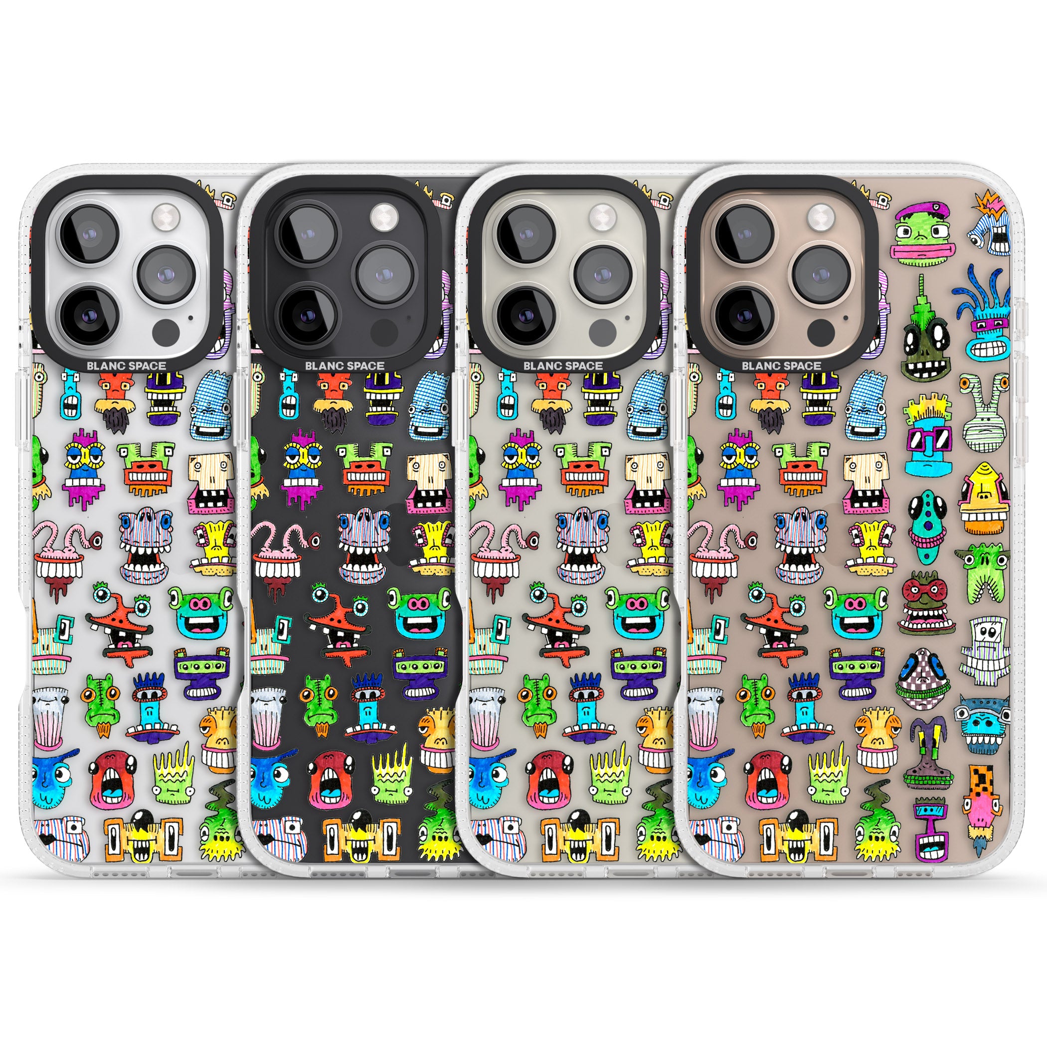 Familiar Faces iPhone 16 Pro Max / 16 Pro Clear Case Impact Air - Blanc Space