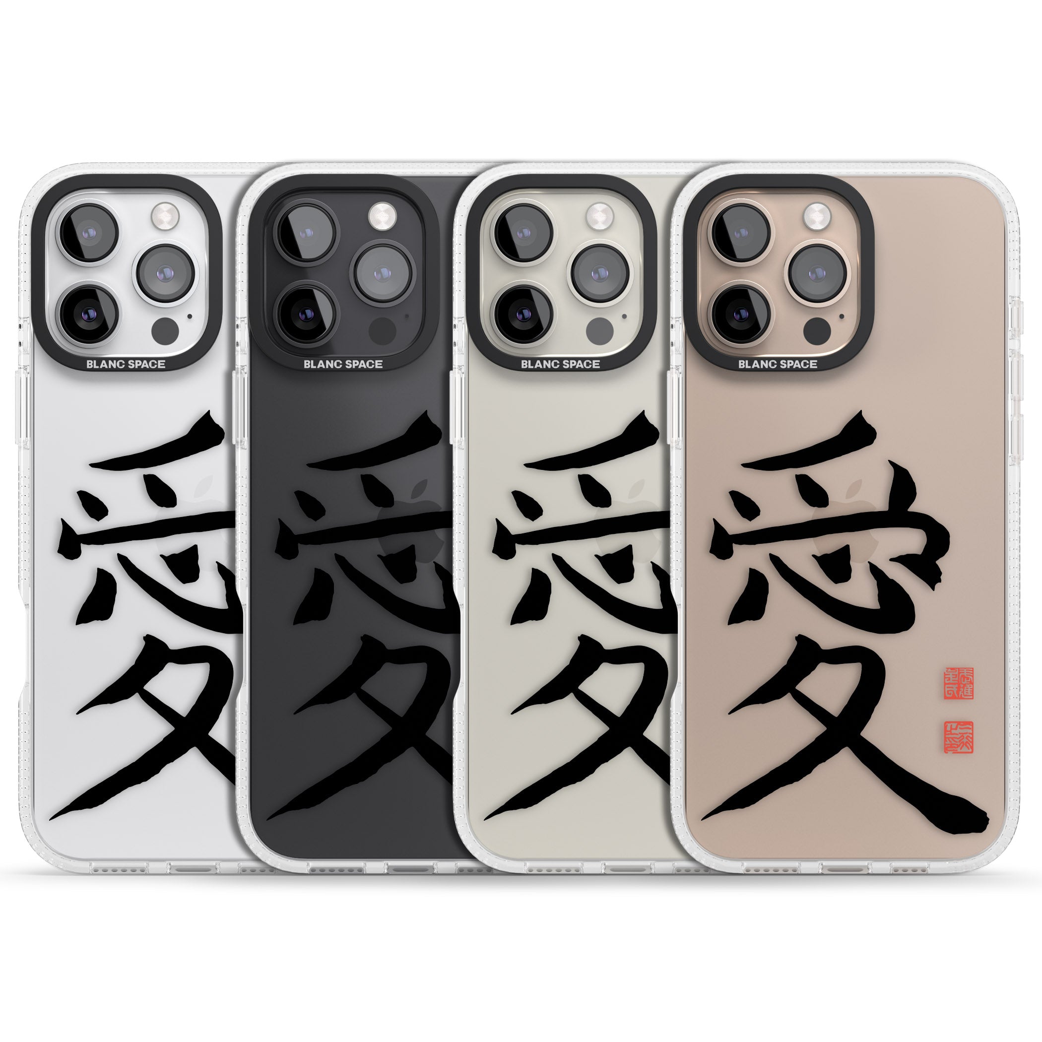 Japanese Kanji - Love iPhone 16 Pro Max / 16 Pro Clear Case Impact Air - Blanc Space