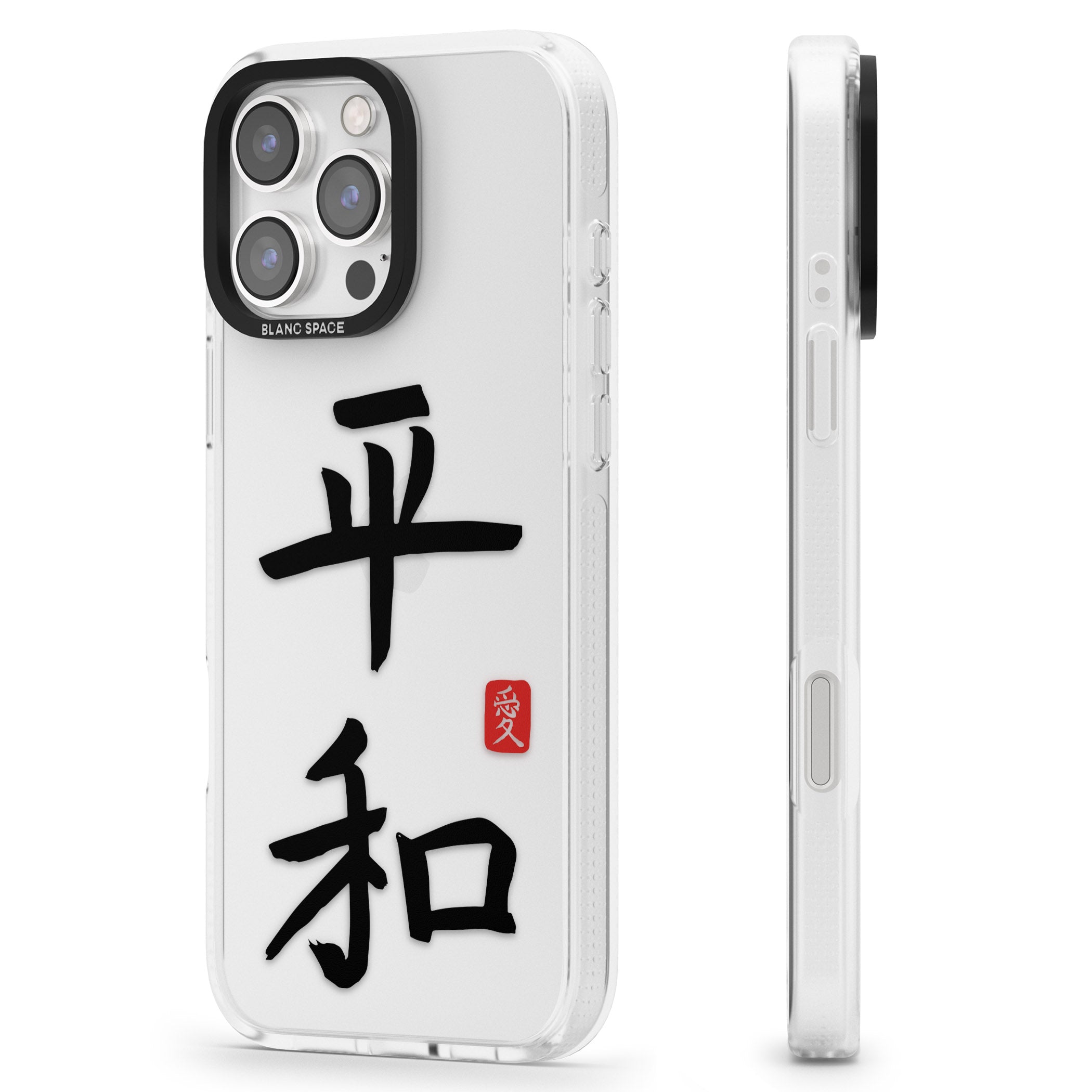 Japanese Kanji - Peace iPhone 16 Pro Max / 16 Pro Clear Case Impact Air - Blanc Space
