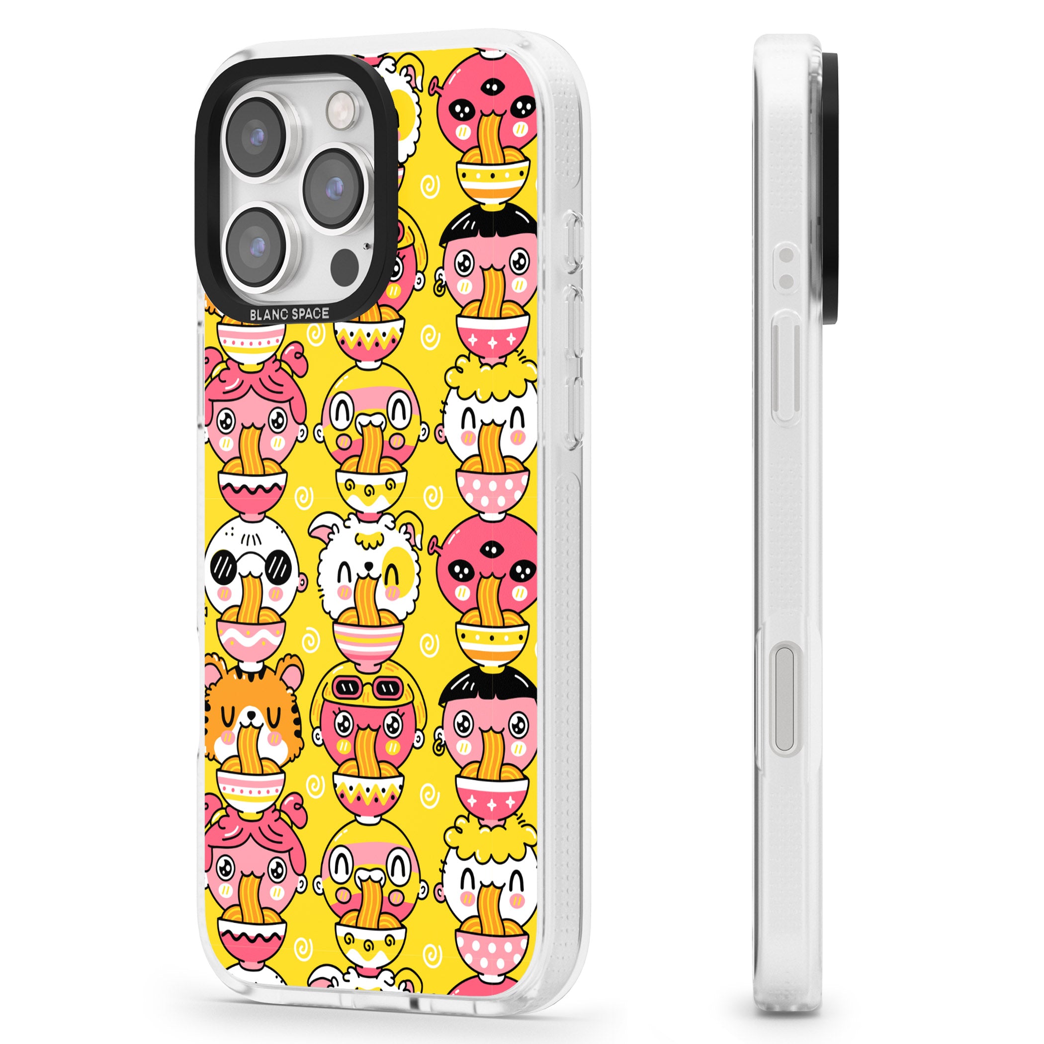 Ramen Noodle Kawaii Pattern iPhone 16 Pro Max / 16 Pro Clear Case Impact Air - Blanc Space