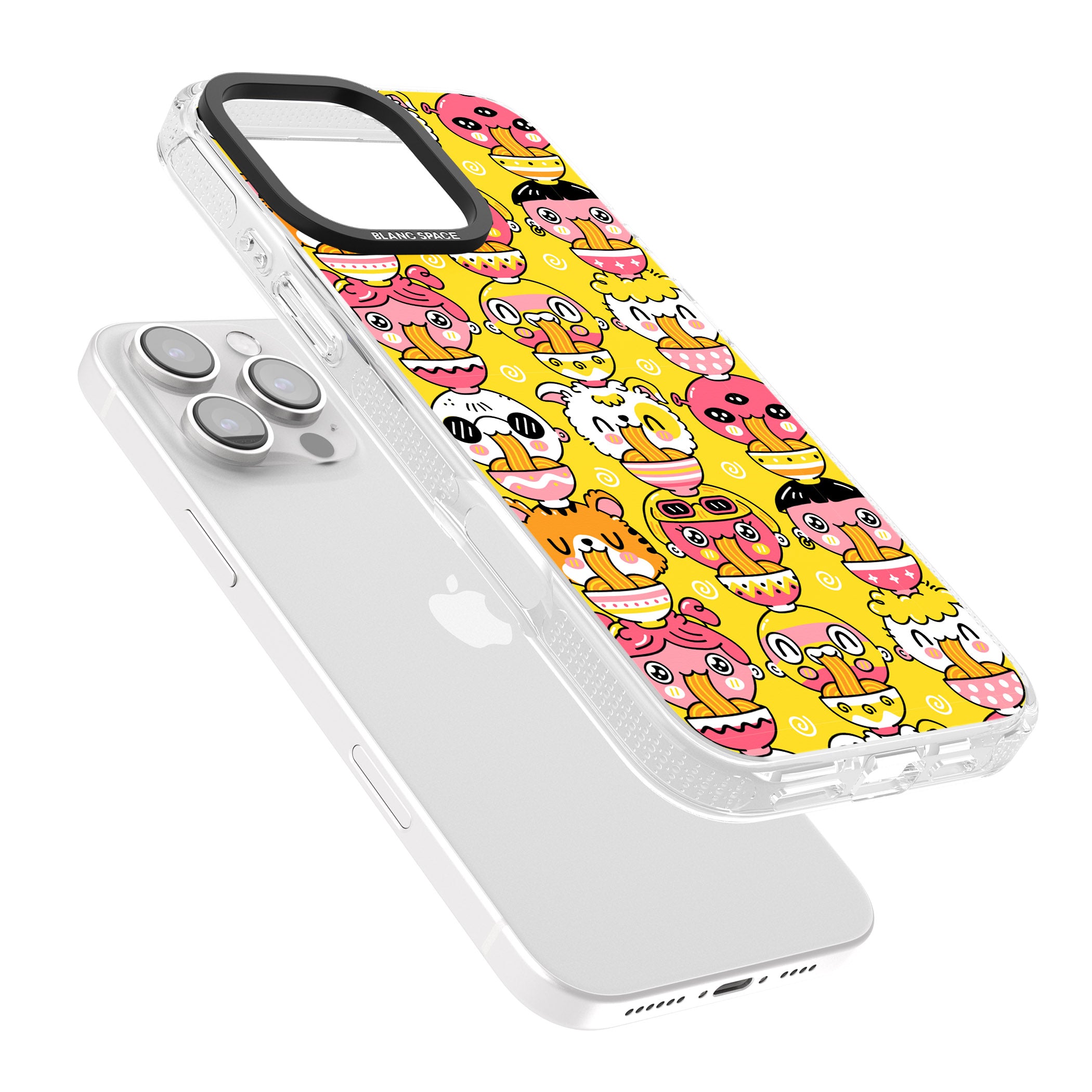 Ramen Noodle Kawaii Pattern iPhone 16 Pro Max / 16 Pro Clear Case Impact Air - Blanc Space