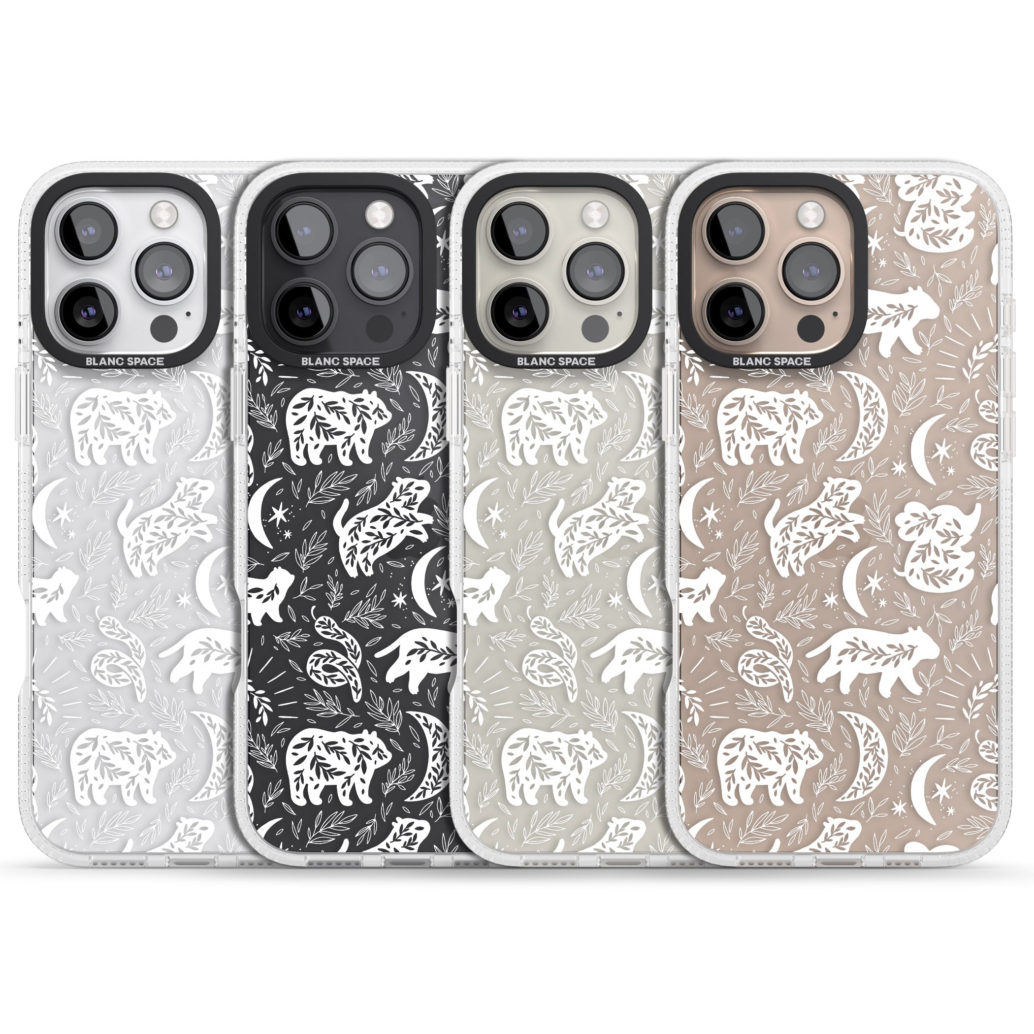 Forest Animal Silhouettes: White/Clear iPhone 16 Pro Max / 16 Pro Clear Case Impact Air - Blanc Space