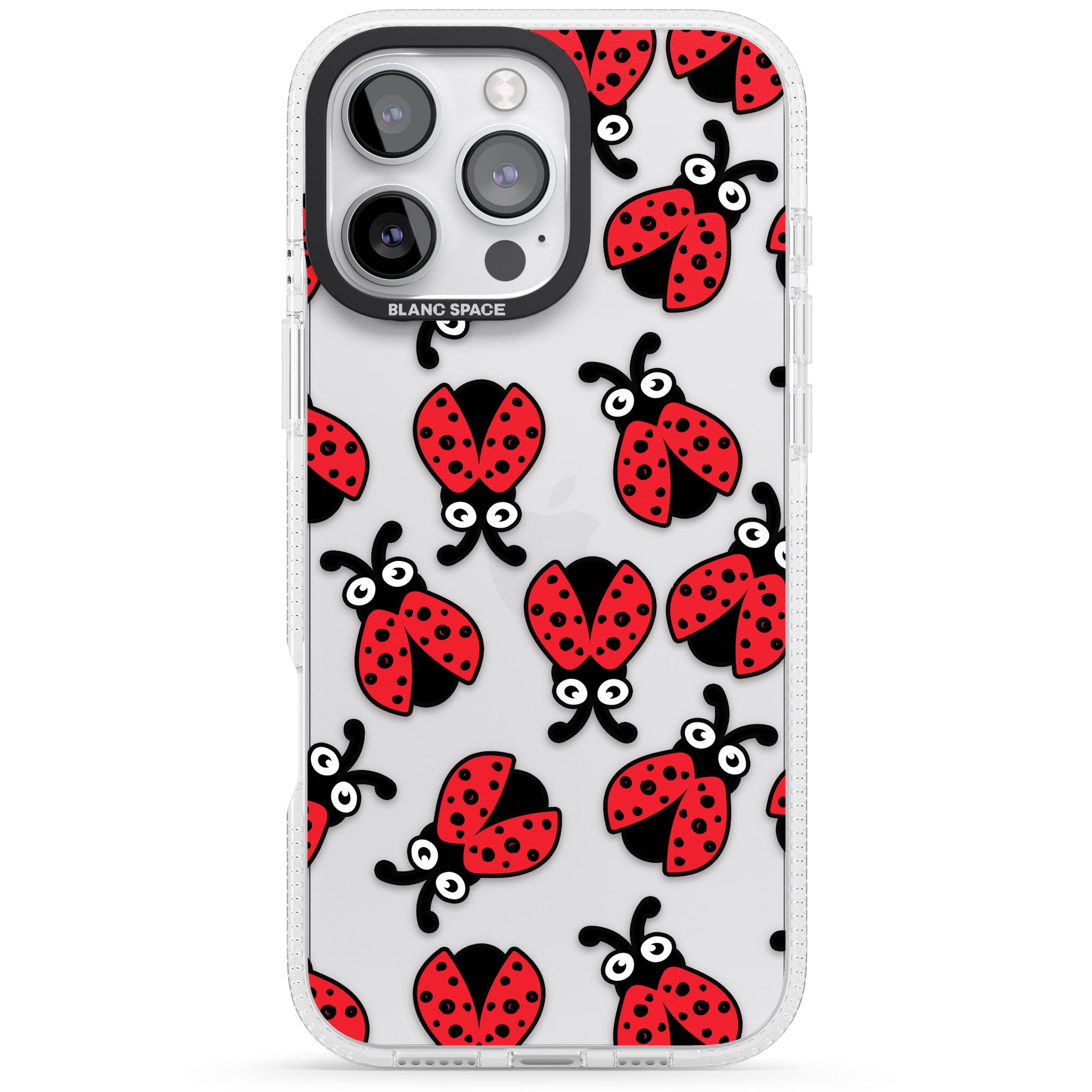 Ladybug Pattern iPhone 16 Pro Max / 16 Pro Clear Case Impact Air - Blanc Space