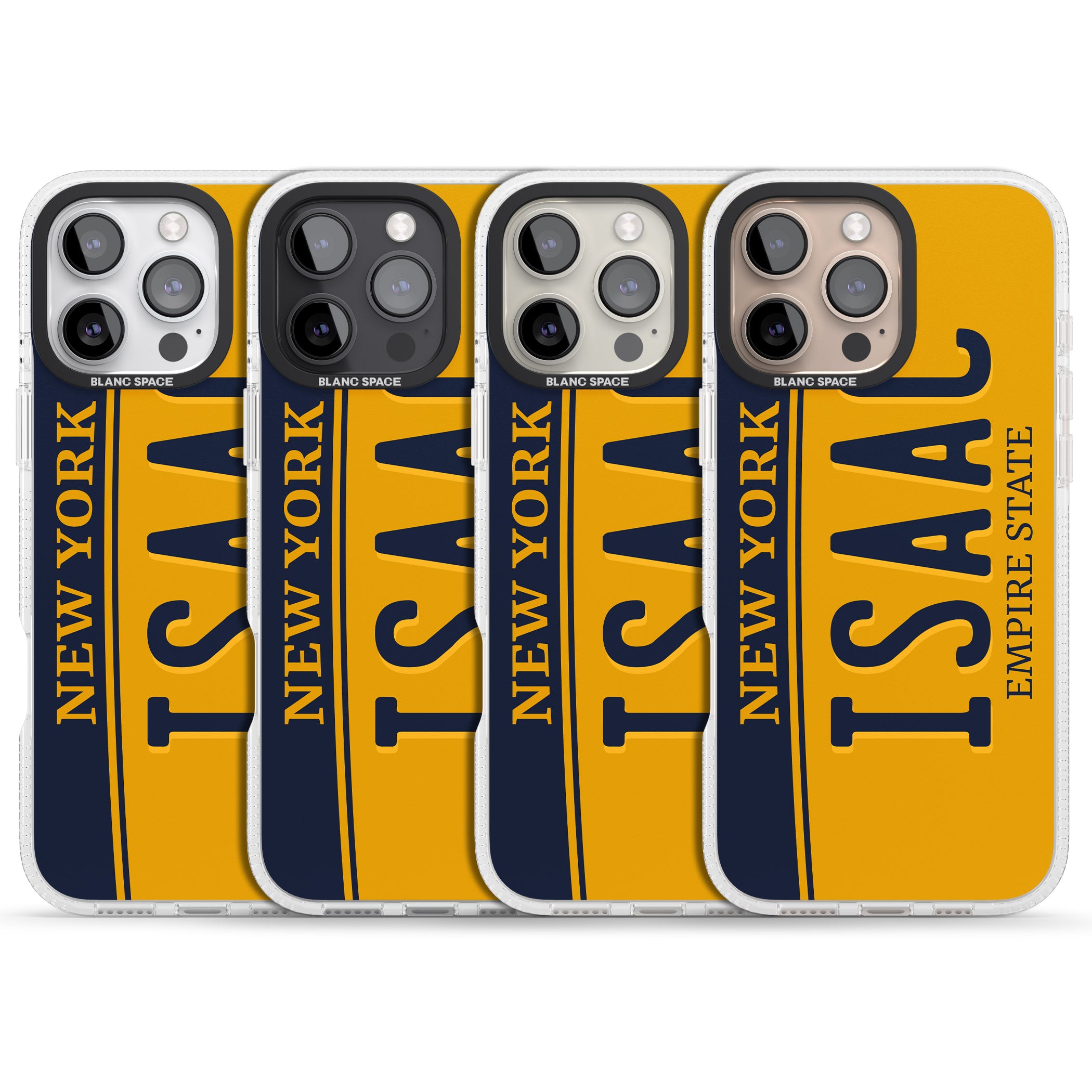 New York License Plate iPhone 16 Pro Max / 16 Pro Clear Case Impact Air - Blanc Space