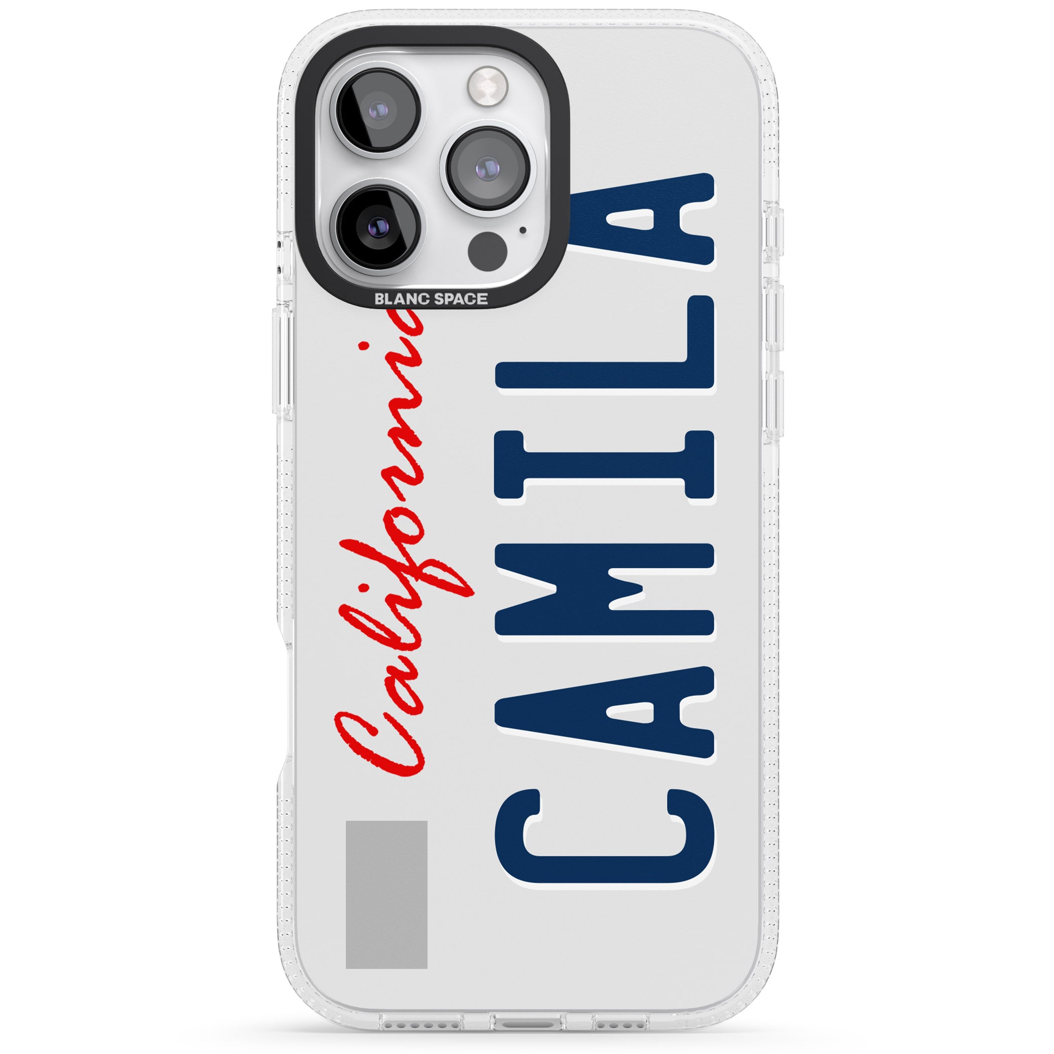 California License Plate iPhone 16 Pro Max / 16 Pro Clear Case Impact Air - Blanc Space
