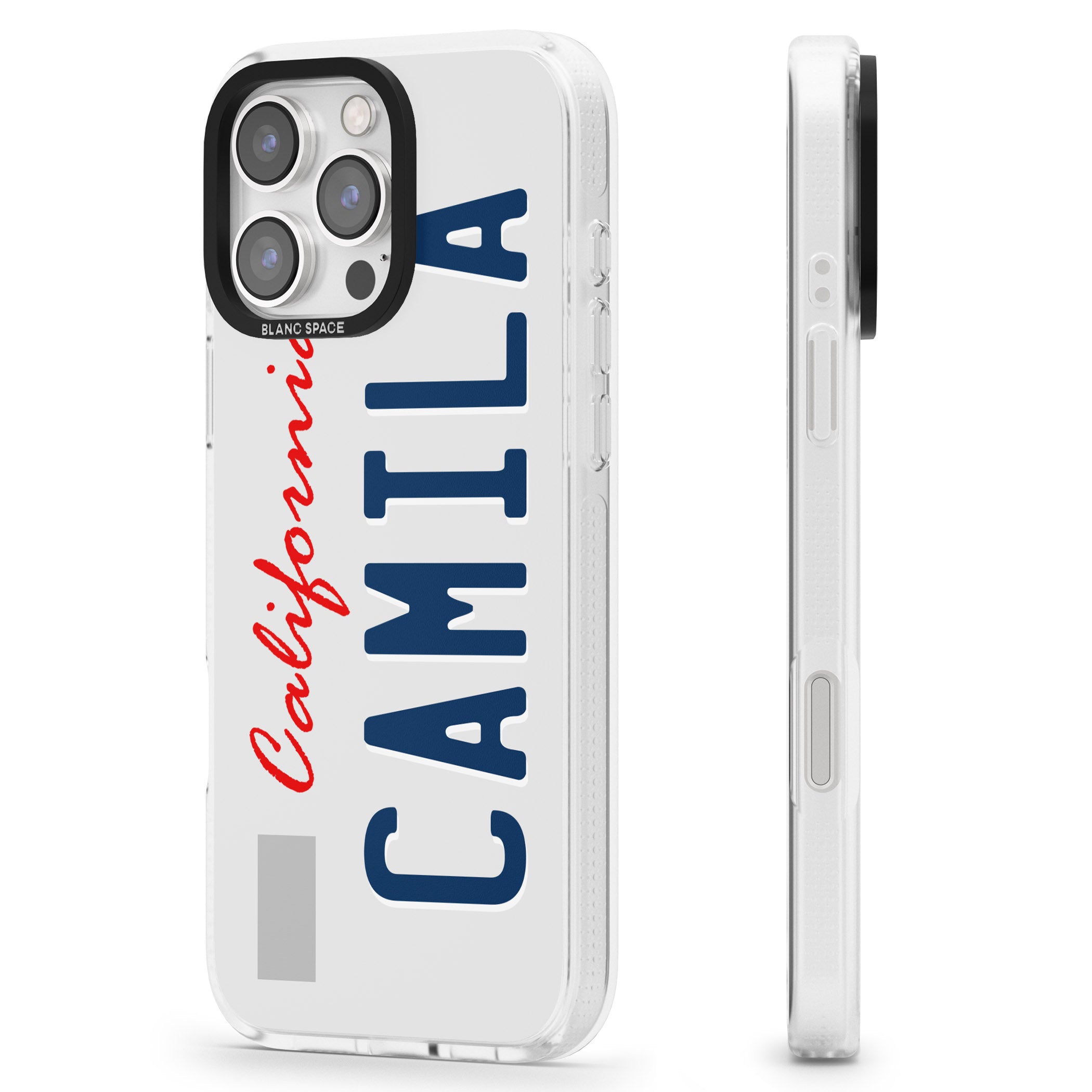 California License Plate iPhone 16 Pro Max / 16 Pro Clear Case Impact Air - Blanc Space