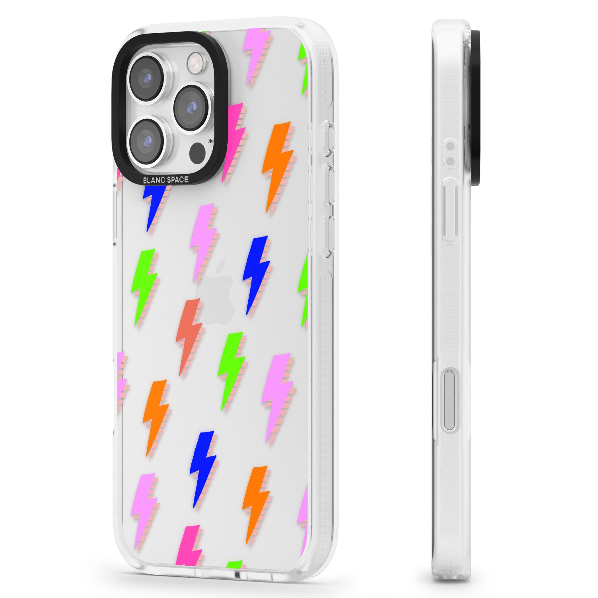 Rainbow Pop Lightning iPhone 16 Pro Max / 16 Pro Clear Case Impact Air - Blanc Space