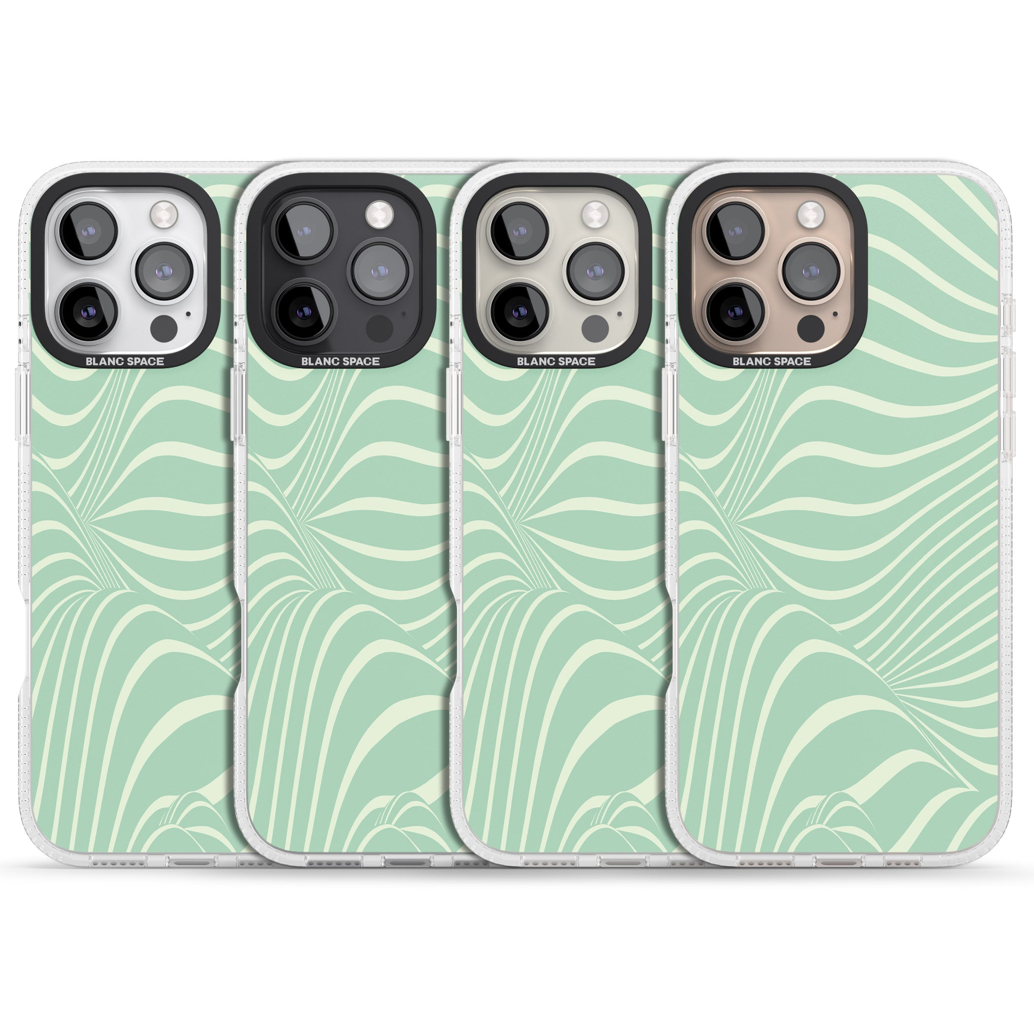 Mint Green Distorted Line iPhone 16 Pro Max / 16 Pro Clear Case Impact Air - Blanc Space