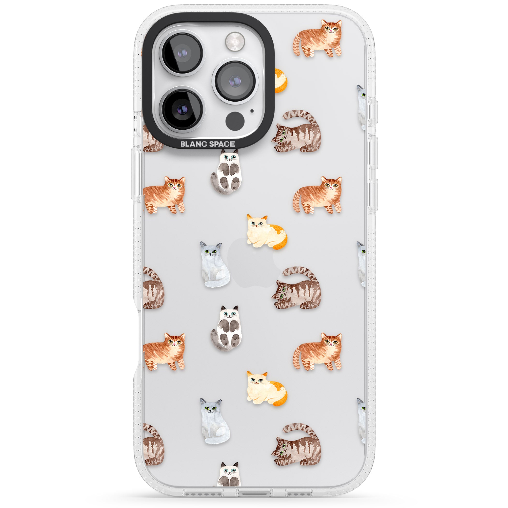 Cute Cat Pattern - Clear iPhone 16 Pro Max / 16 Pro Clear Case Impact Air - Blanc Space