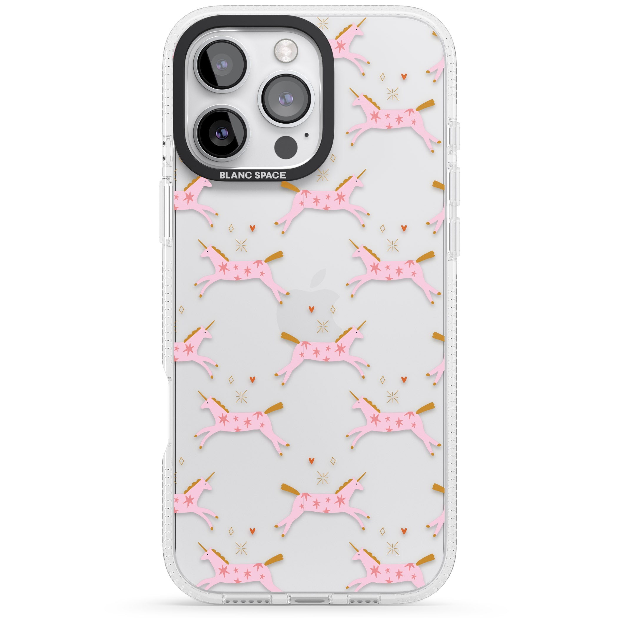 Pink Unicorns iPhone 16 Pro Max / 16 Pro Clear Case Impact Air - Blanc Space
