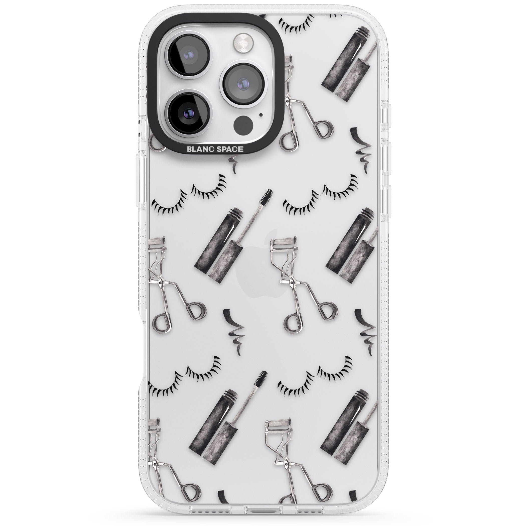 Eyelash Makeup Pattern iPhone 16 Pro Max / 16 Pro Clear Case Impact Air - Blanc Space