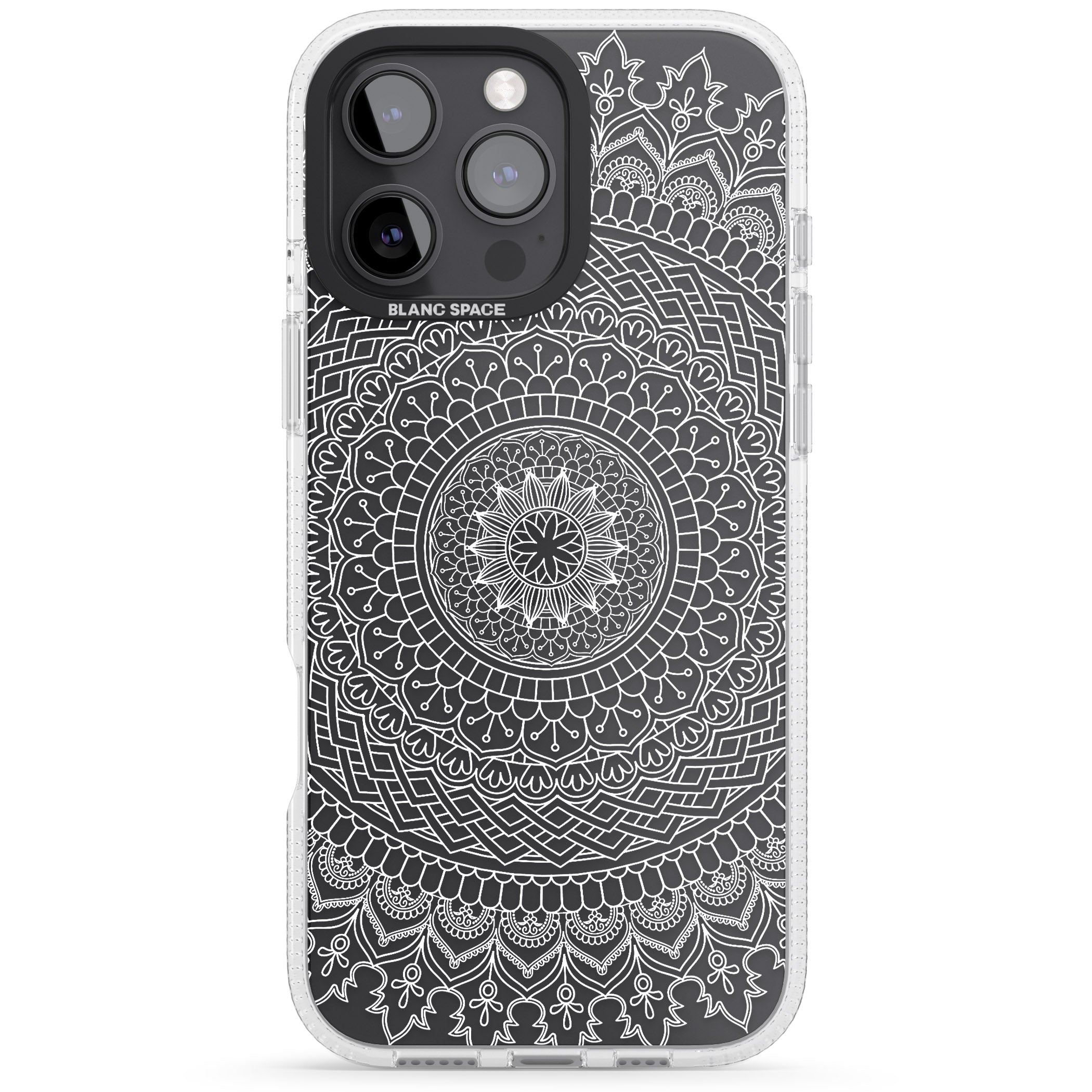 Large White Mandala Design iPhone 16 Pro Max / 16 Pro Clear Case Impact Air - Blanc Space