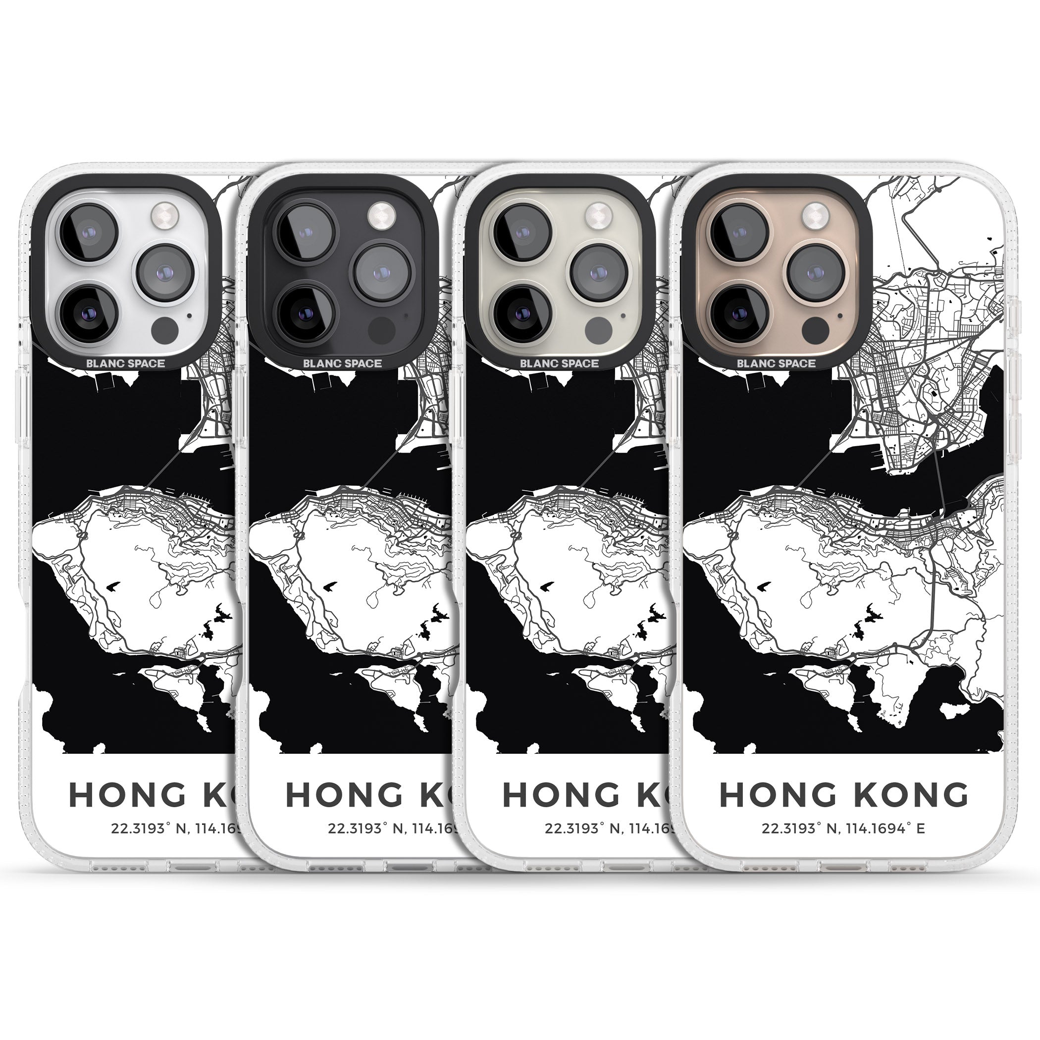 Map of Hong Kong iPhone 16 Pro Max / 16 Pro Clear Case Impact Air - Blanc Space