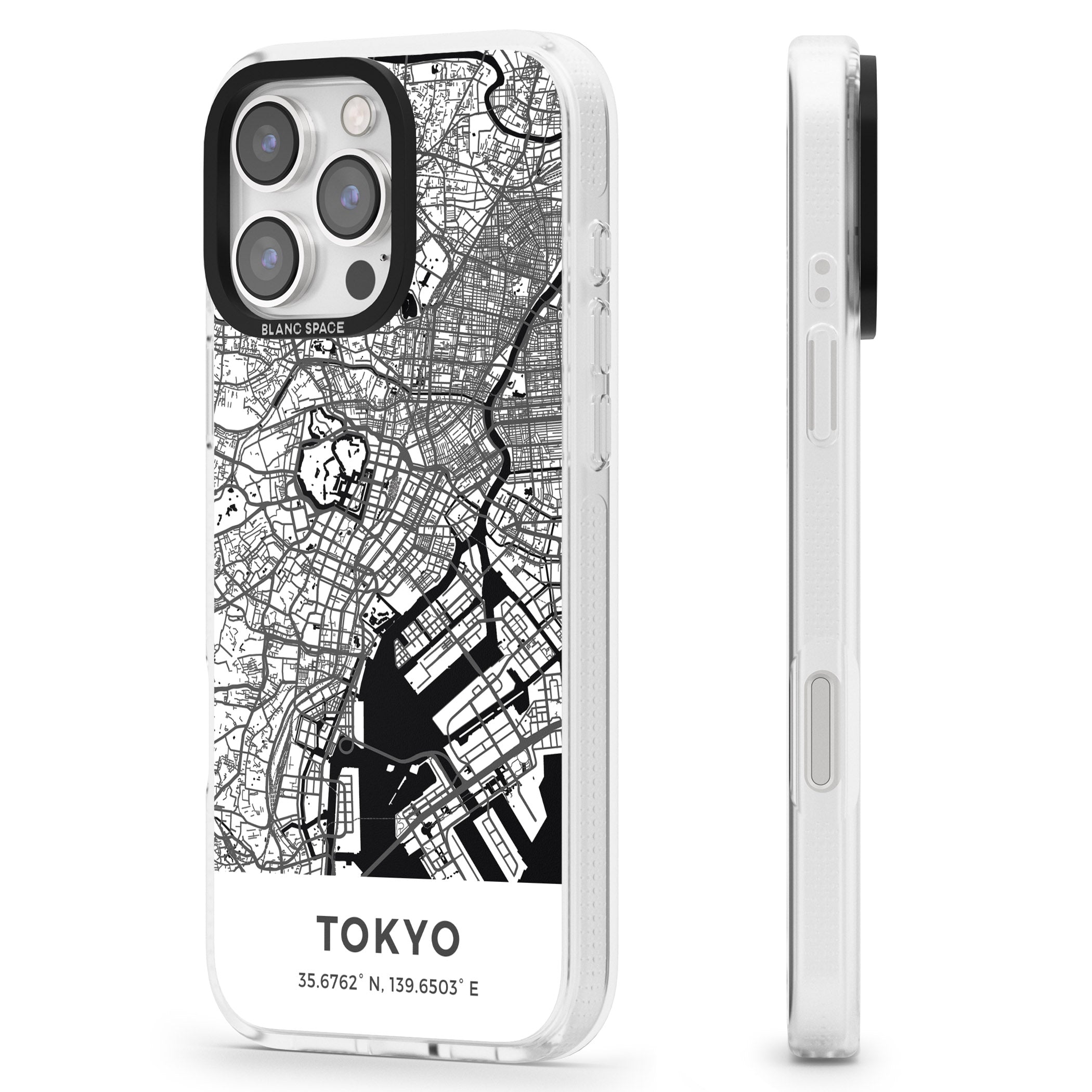 Map of Tokyo, Japan iPhone 16 Pro Max / 16 Pro Clear Case Impact Air - Blanc Space