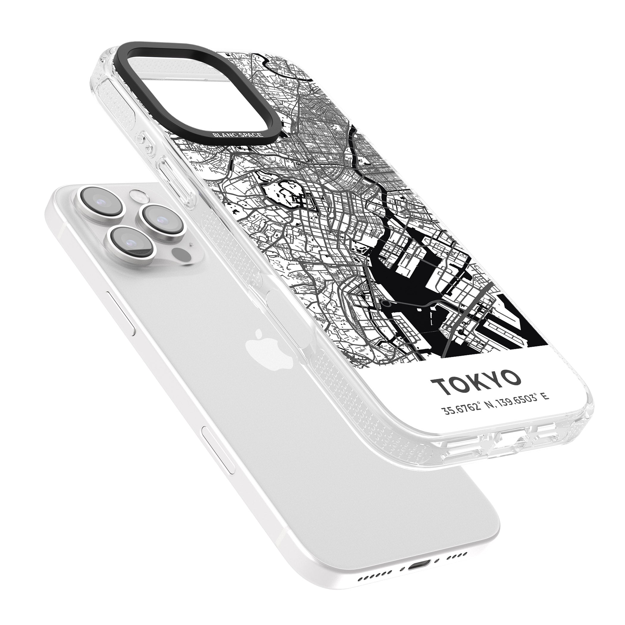 Map of Tokyo, Japan iPhone 16 Pro Max / 16 Pro Clear Case Impact Air - Blanc Space