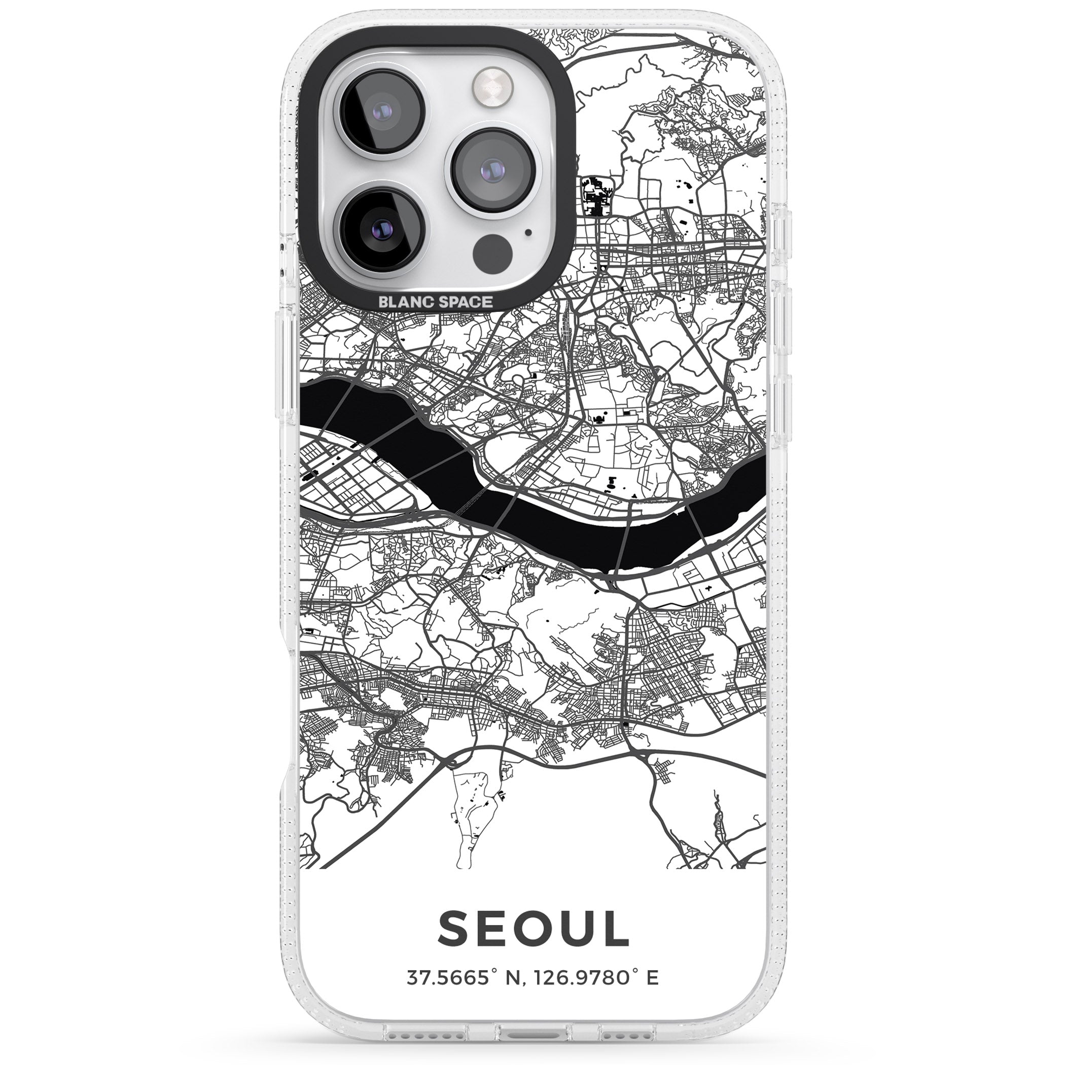 Map of Seoul, South Korea iPhone 16 Pro Max / 16 Pro Clear Case Impact Air - Blanc Space