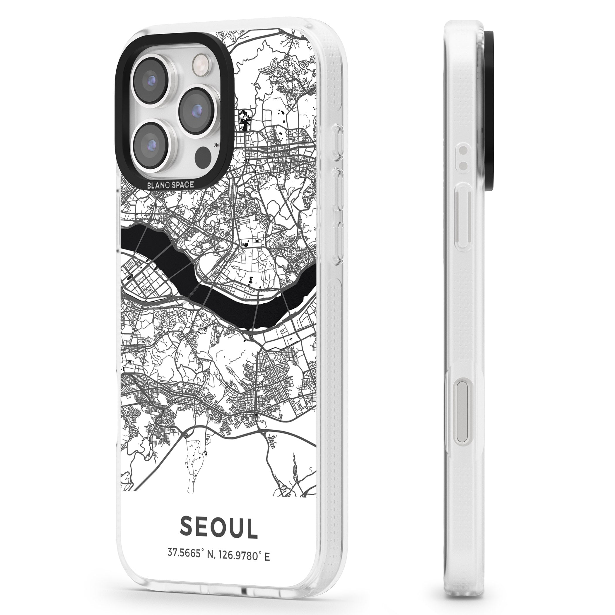 Map of Seoul, South Korea iPhone 16 Pro Max / 16 Pro Clear Case Impact Air - Blanc Space