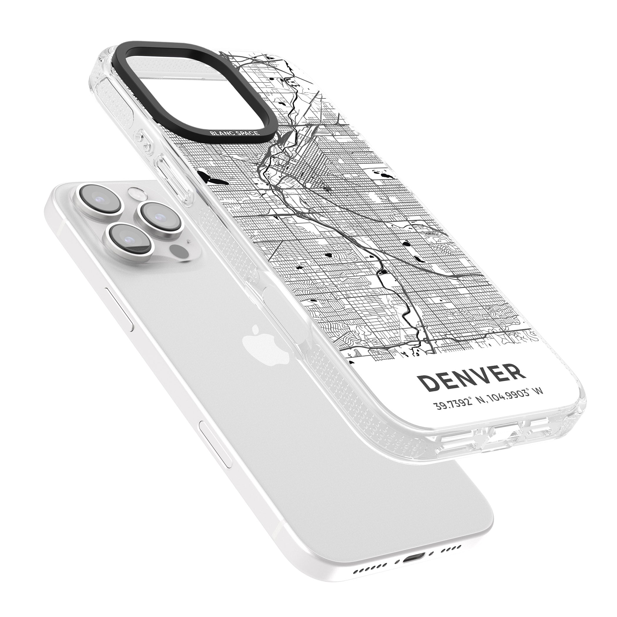 Map of Denver, Colorado iPhone 16 Pro Max / 16 Pro Clear Case Impact Air - Blanc Space