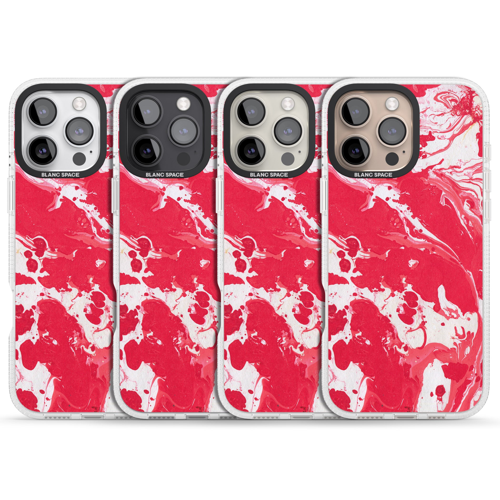 Red & White - Marbled Paper iPhone 16 Pro Max / 16 Pro Clear Case Impact Air - Blanc Space
