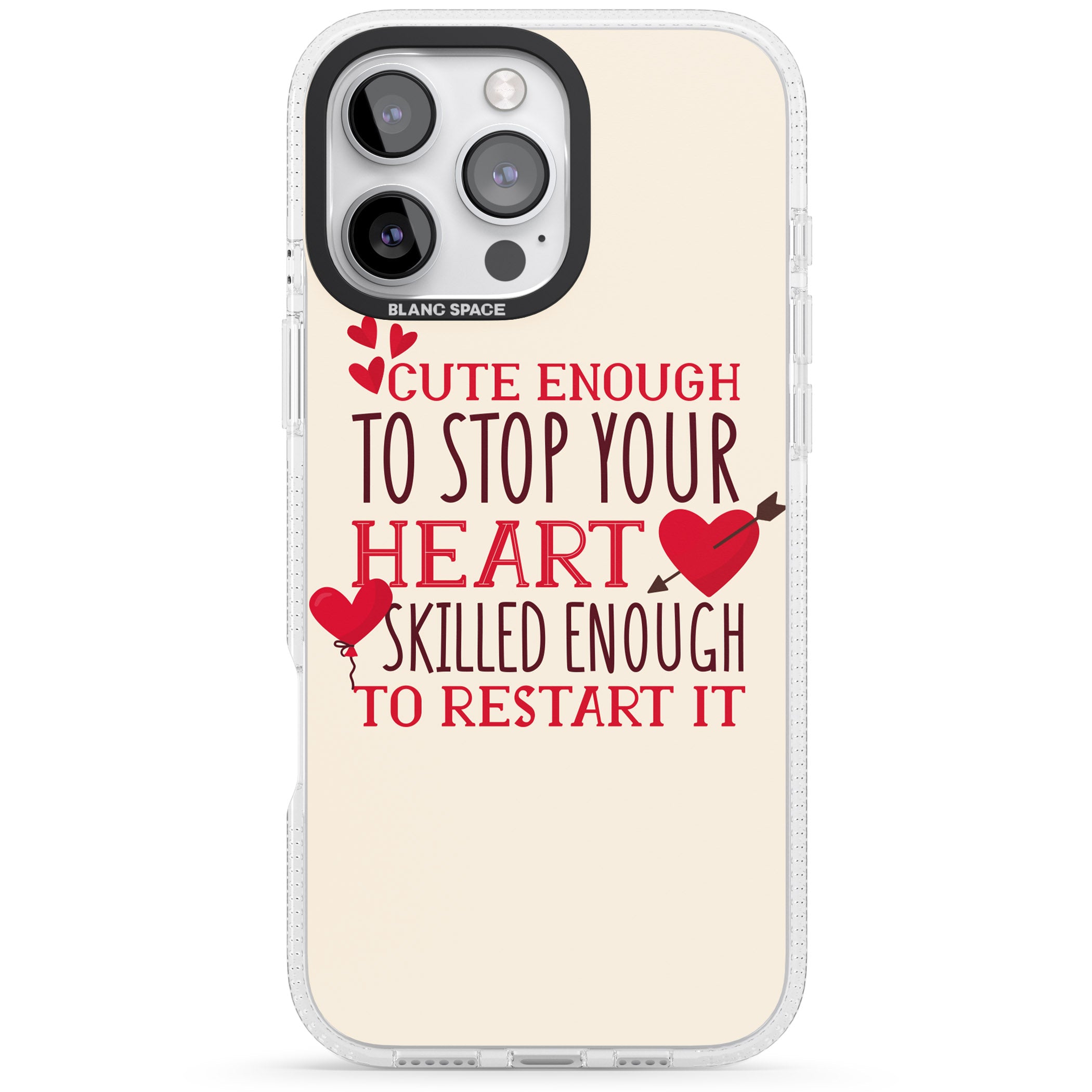 Medical Design Cute Enough to Stop Your Heart iPhone 16 Pro Max / 16 Pro Clear Case Impact Air - Blanc Space
