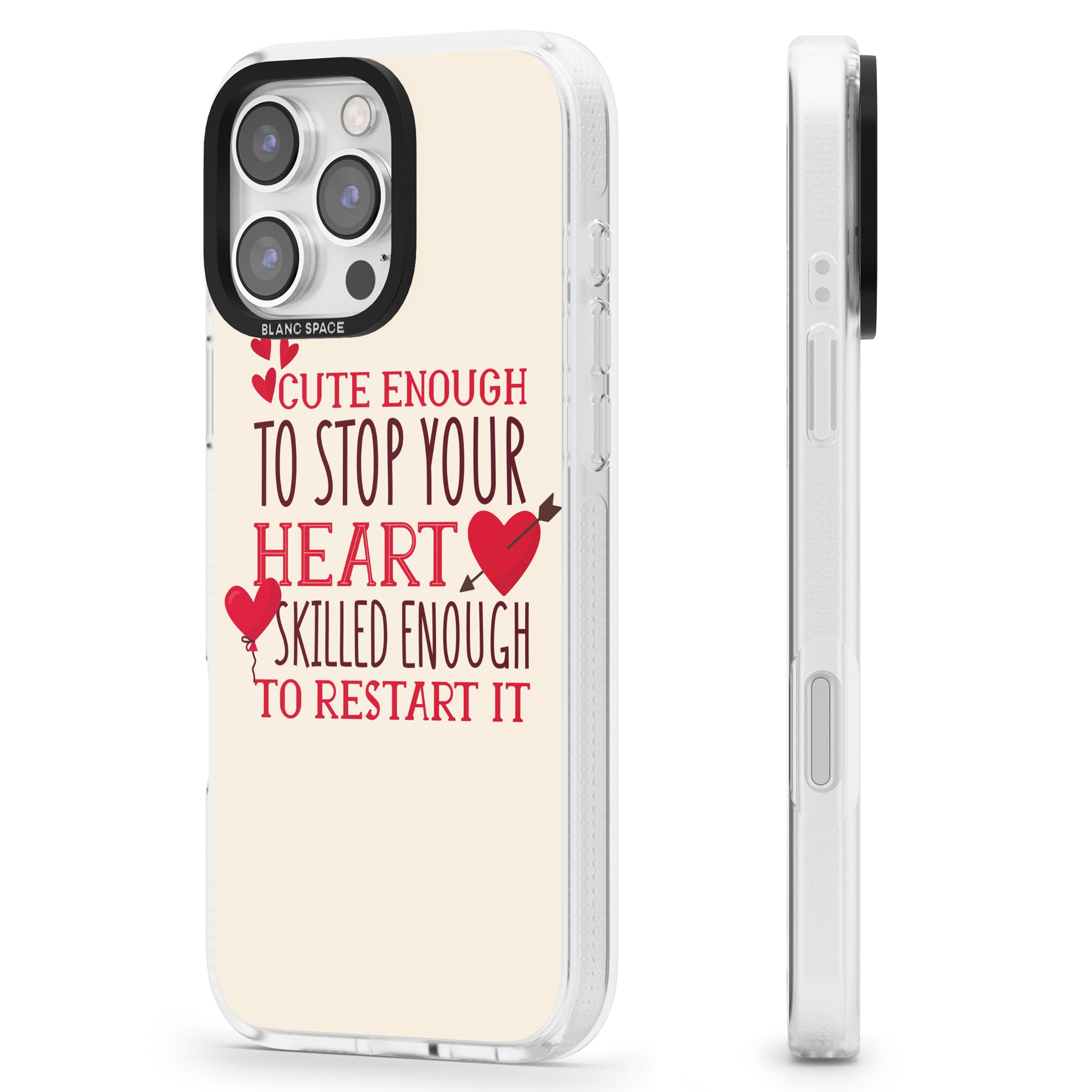Medical Design Cute Enough to Stop Your Heart iPhone 16 Pro Max / 16 Pro Clear Case Impact Air - Blanc Space