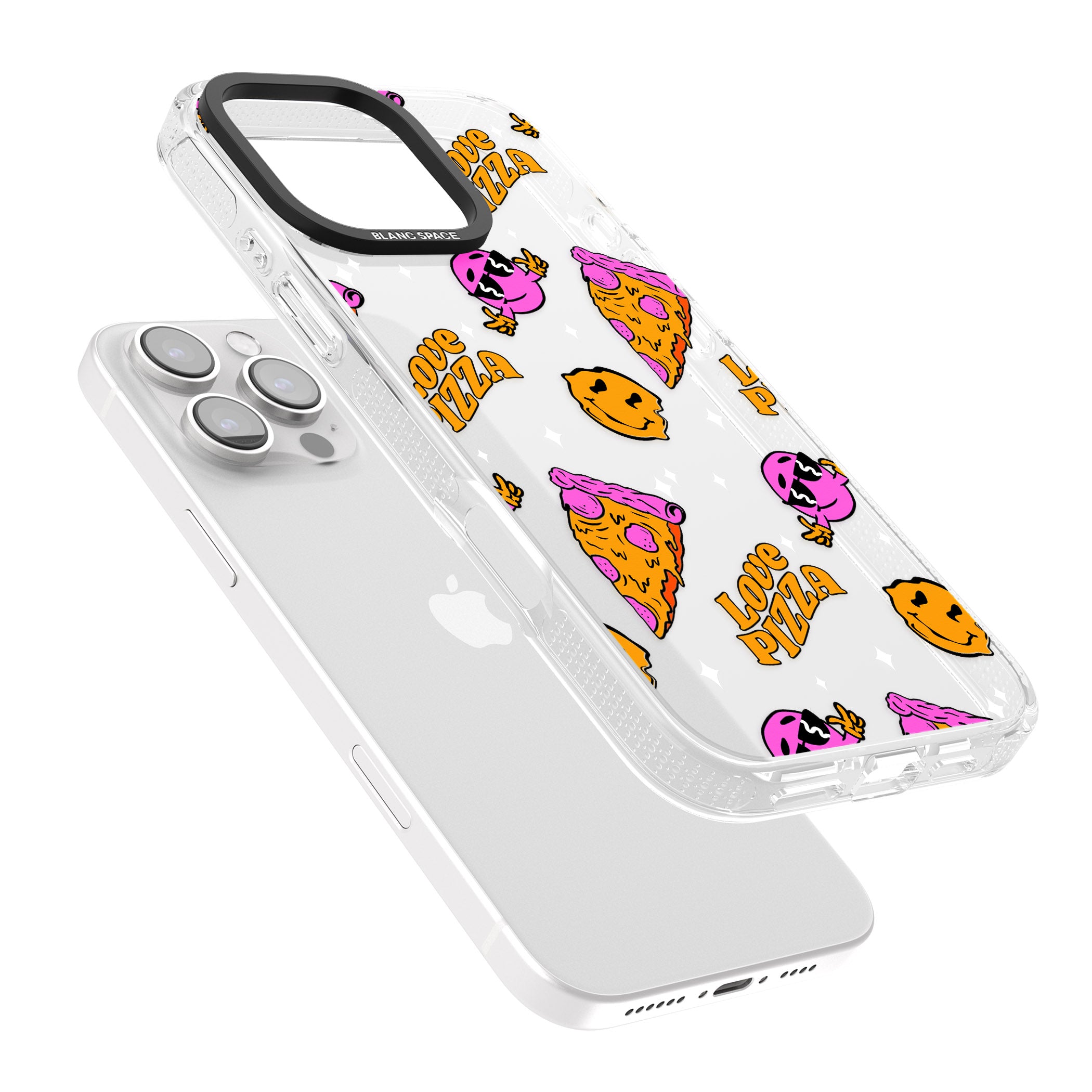 Psychedelic Love Pizza Pattern (Clear) iPhone 16 Pro Max / 16 Pro Clear Case Impact Air - Blanc Space